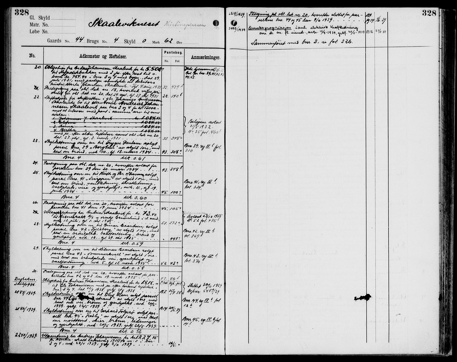 Midhordland sorenskriveri, AV/SAB-A-3001/1/G/Ga/Gab/L0107: Panteregister nr. II.A.b.107, s. 328