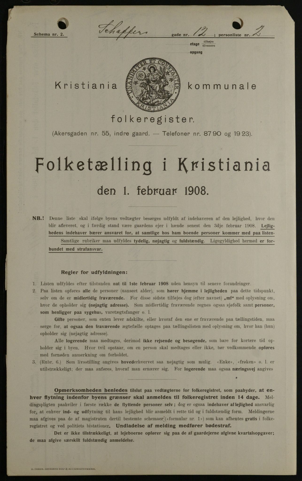 OBA, Kommunal folketelling 1.2.1908 for Kristiania kjøpstad, 1908, s. 83964