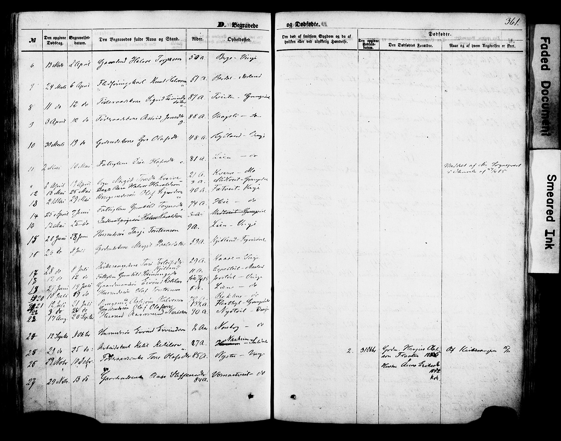 Vinje kirkebøker, AV/SAKO-A-312/F/Fa/L0005: Ministerialbok nr. I 5, 1870-1886, s. 361