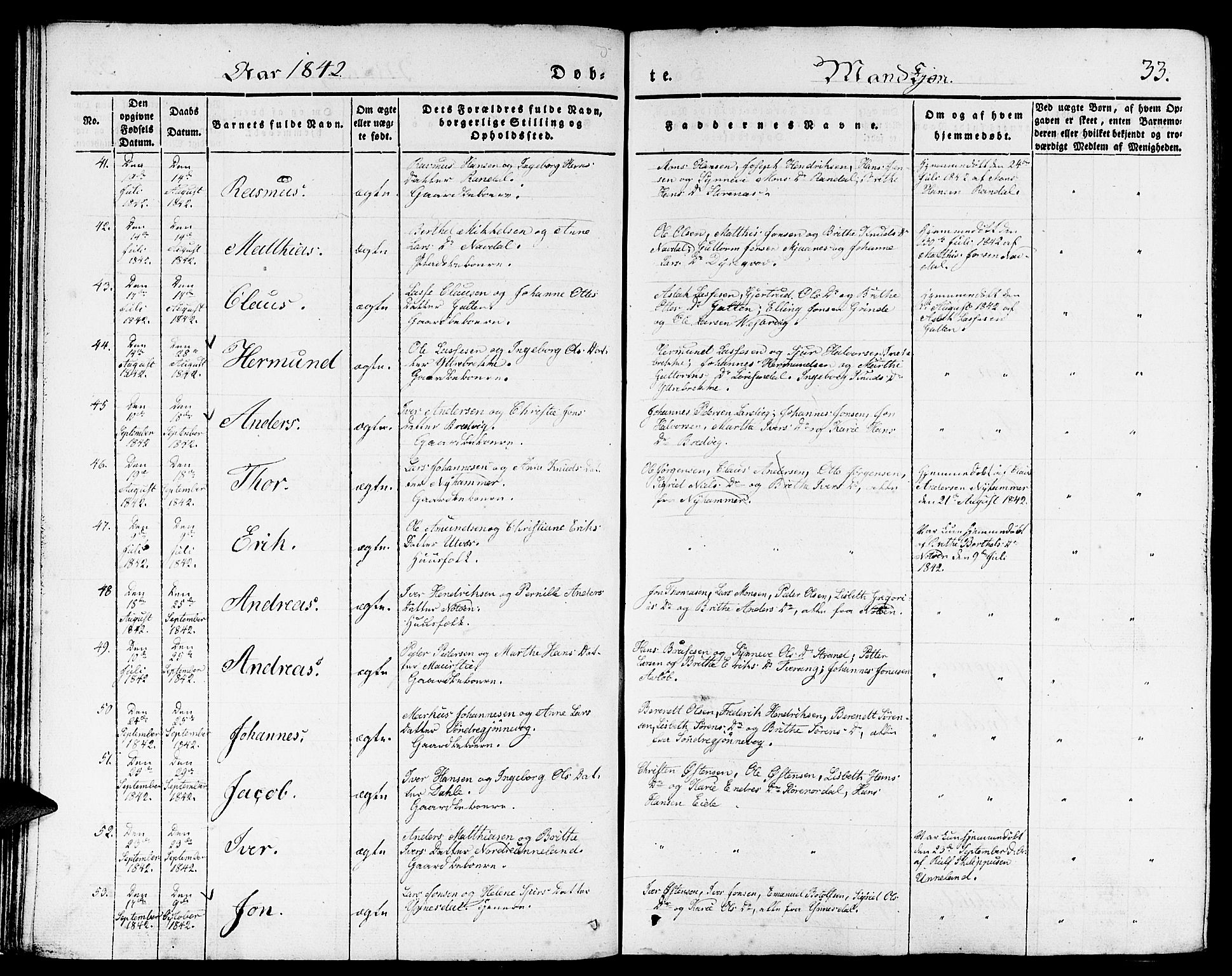 Gulen sokneprestembete, AV/SAB-A-80201/H/Haa/Haaa/L0020: Ministerialbok nr. A 20, 1837-1847, s. 33