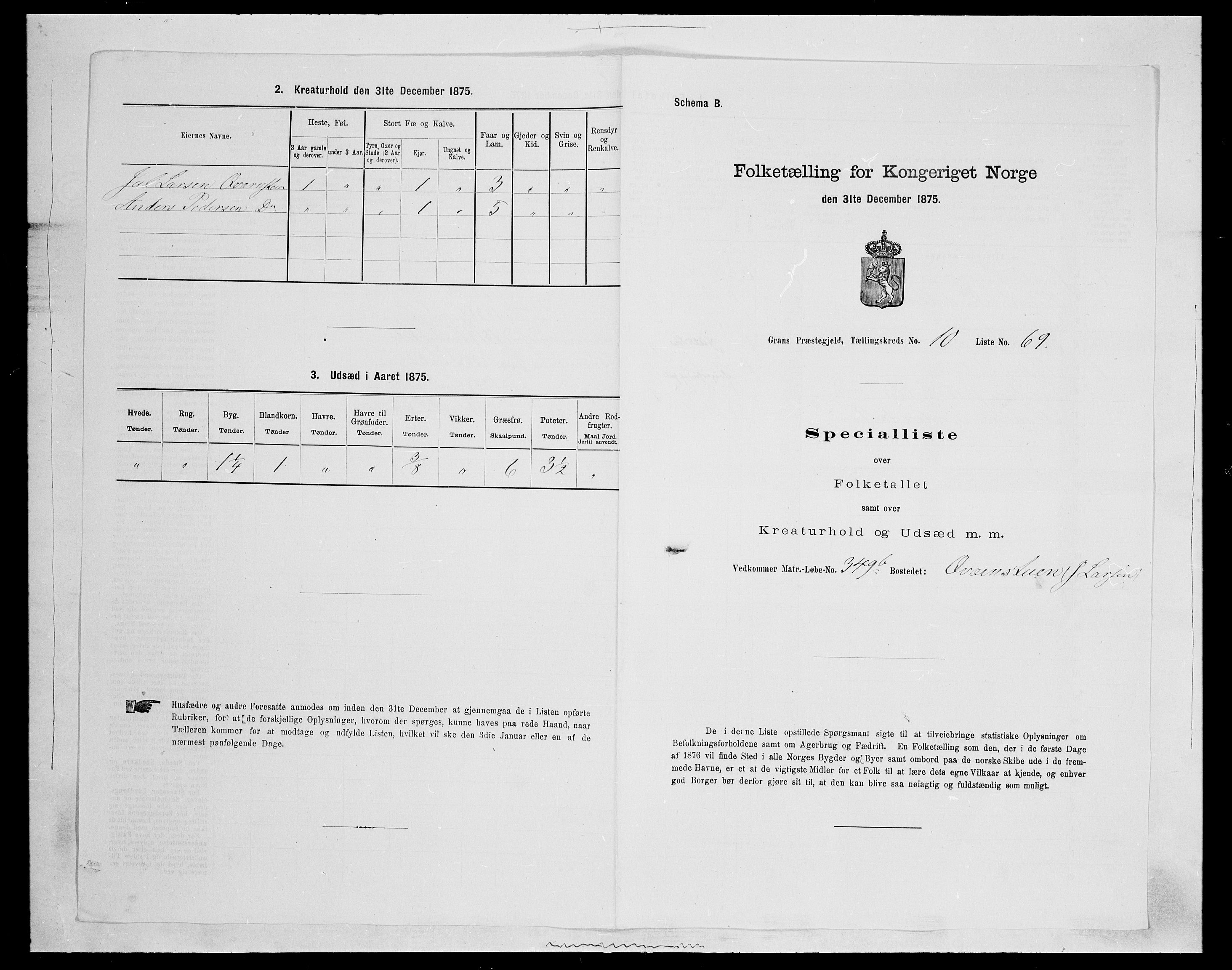 SAH, Folketelling 1875 for 0534P Gran prestegjeld, 1875, s. 2004