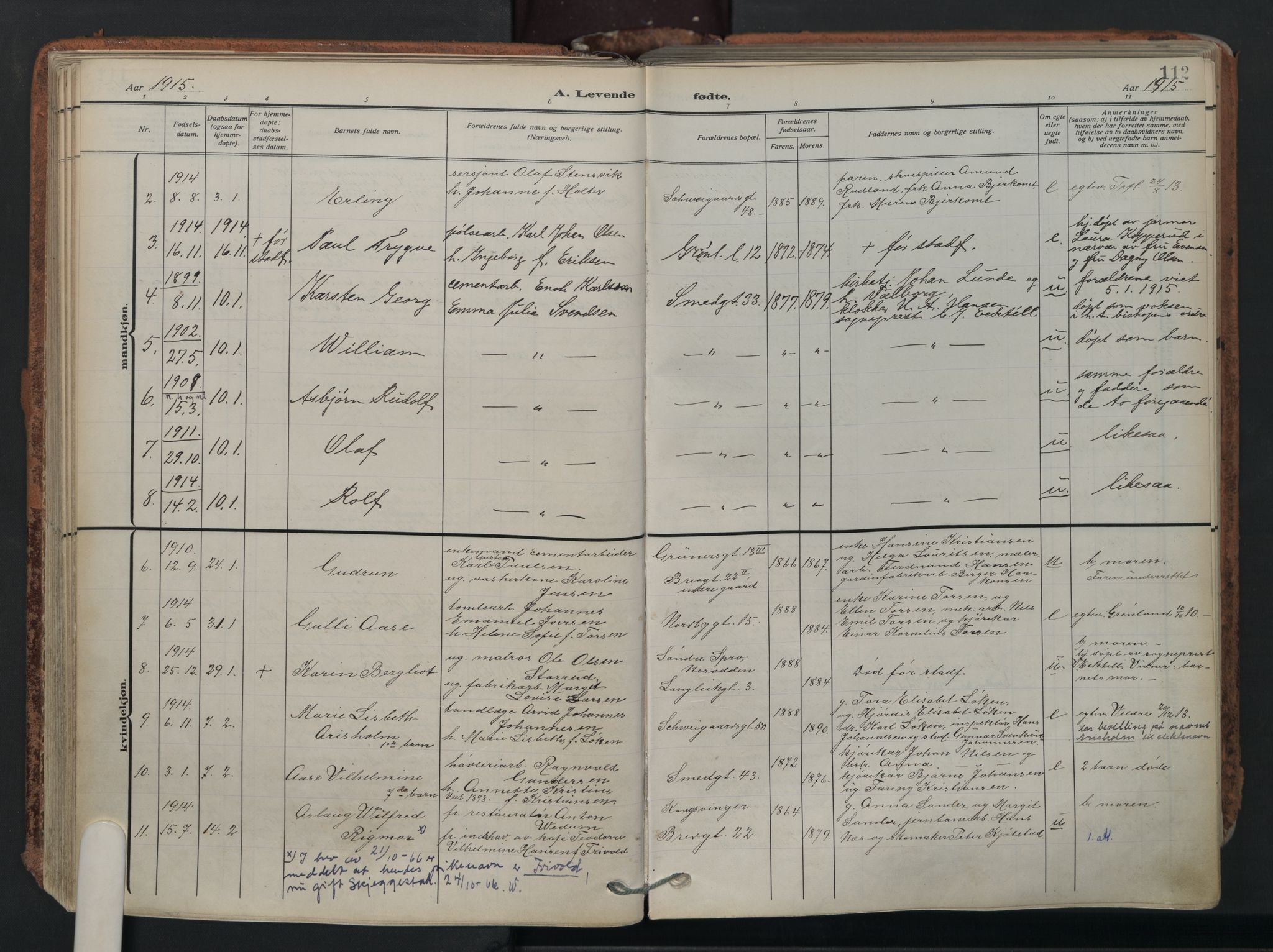 Grønland prestekontor Kirkebøker, AV/SAO-A-10848/F/Fa/L0018: Ministerialbok nr. 18, 1911-1945, s. 112