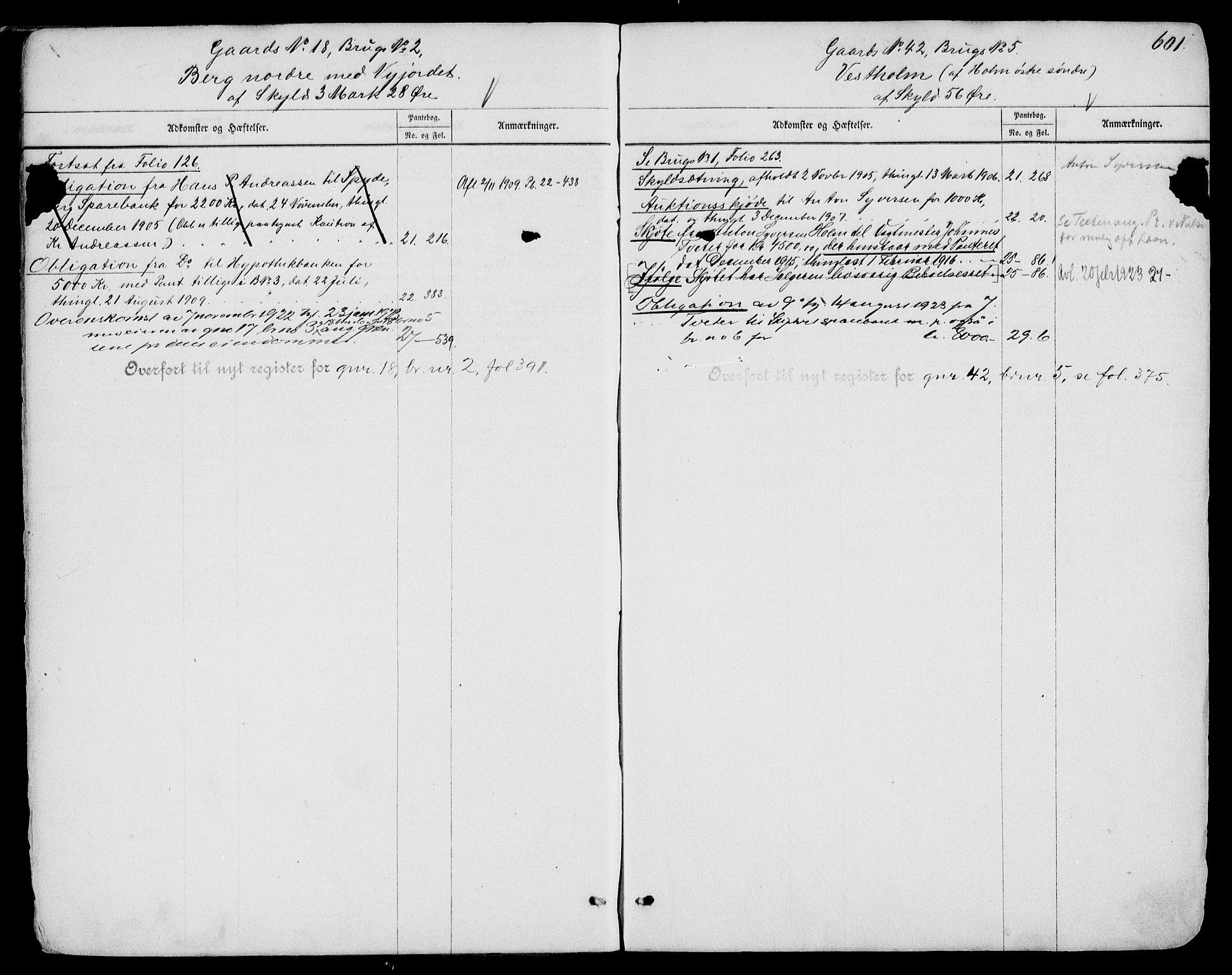Moss sorenskriveri, SAO/A-10168: Panteregister nr. III 2, 1773-1922, s. 601