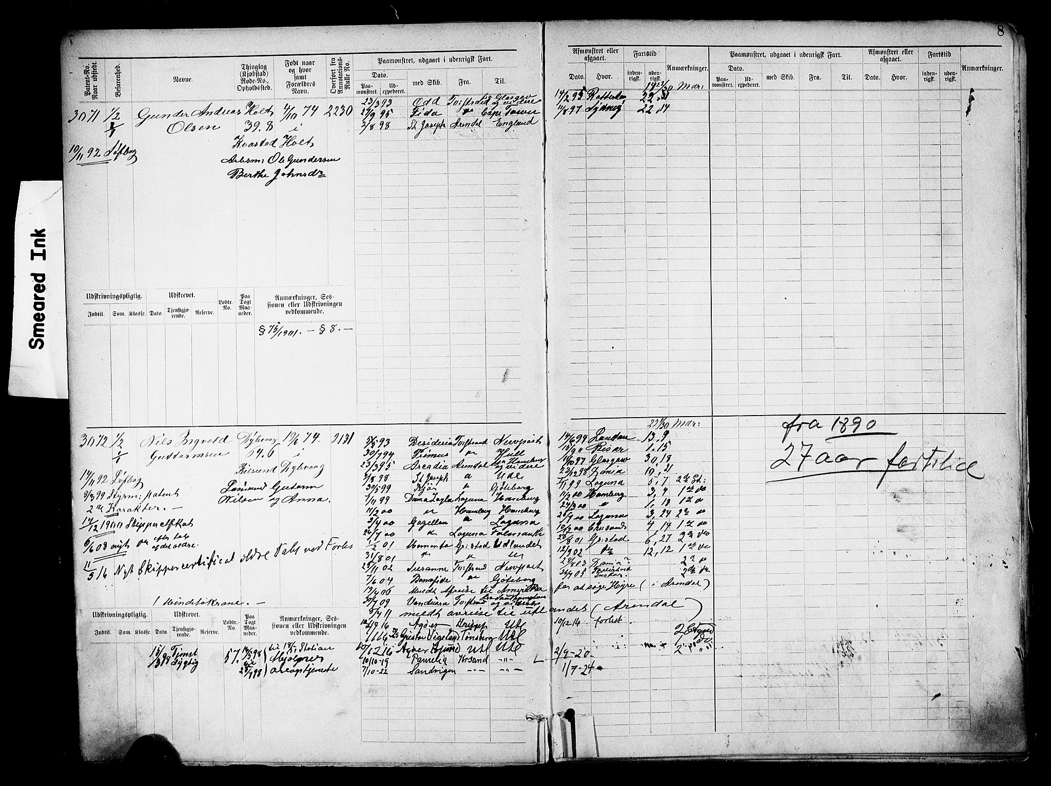 Tvedestrand mønstringskrets, AV/SAK-2031-0011/F/Fb/L0019: Hovedrulle nr 3057-3818, U-35, 1892-1906, s. 11