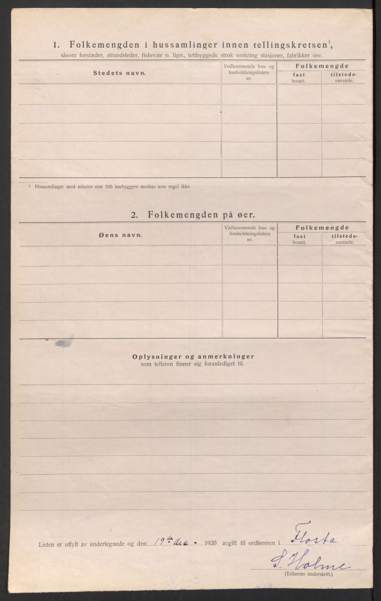 SAK, Folketelling 1920 for 0916 Flosta herred, 1920, s. 23