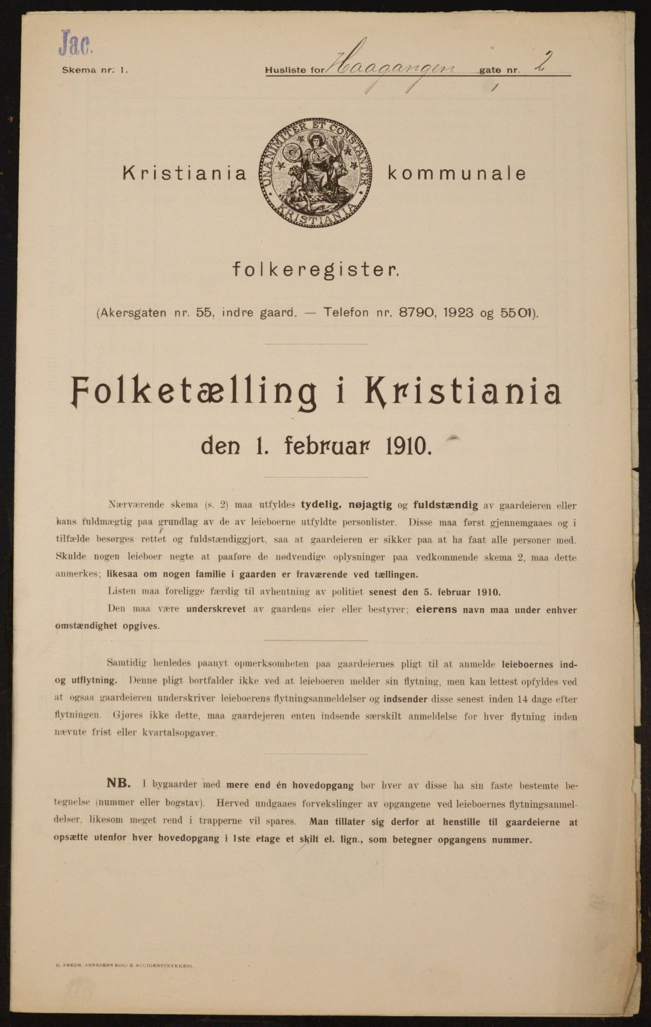 OBA, Kommunal folketelling 1.2.1910 for Kristiania, 1910, s. 41811