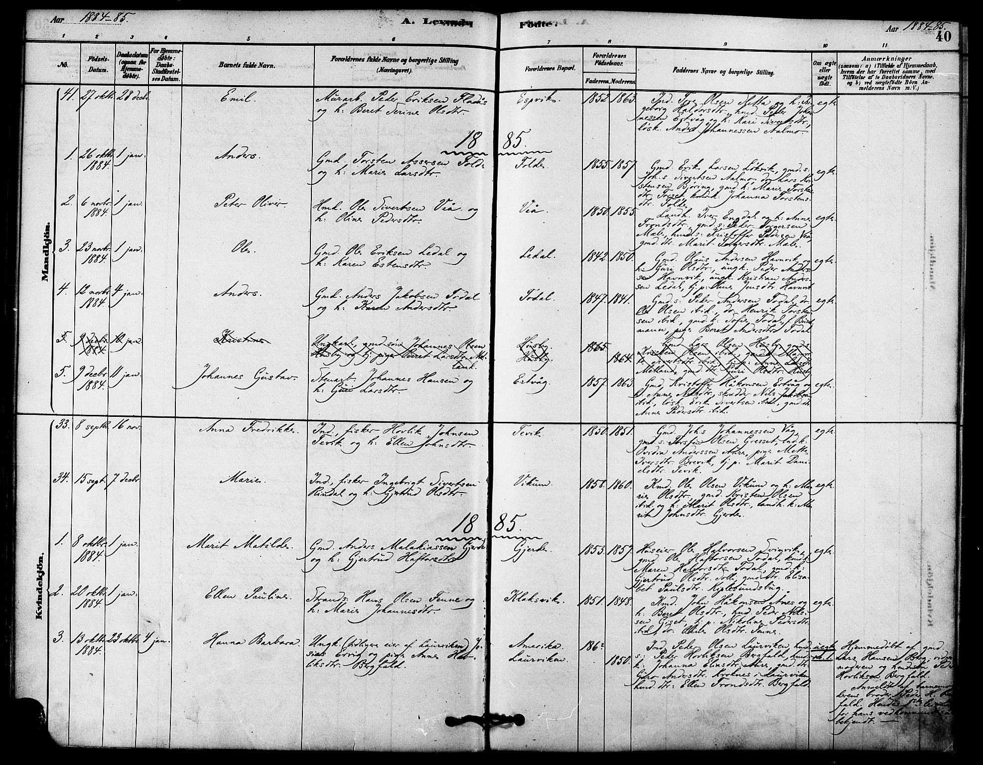 Ministerialprotokoller, klokkerbøker og fødselsregistre - Møre og Romsdal, SAT/A-1454/578/L0906: Ministerialbok nr. 578A05, 1878-1886, s. 40