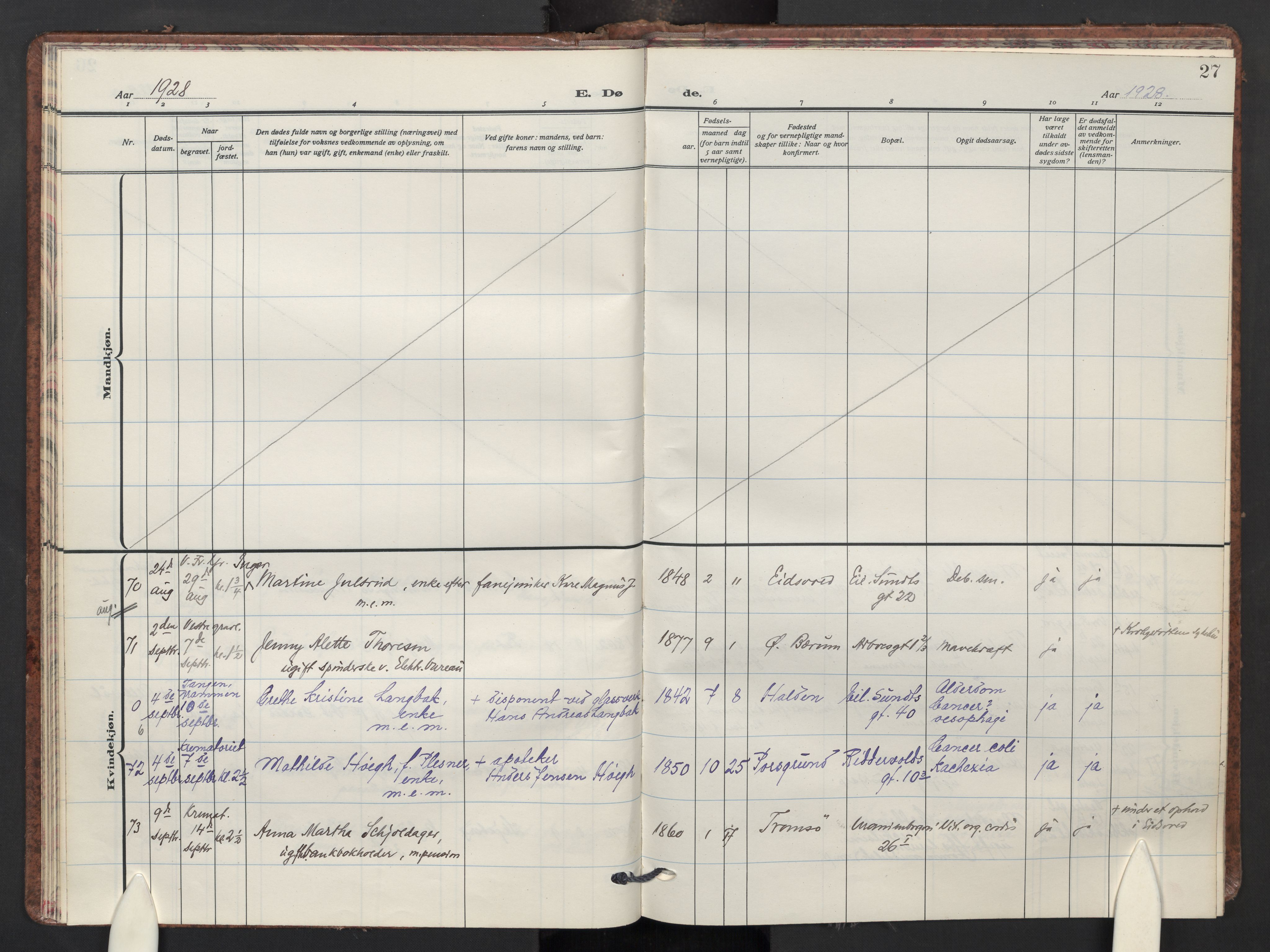 Uranienborg prestekontor Kirkebøker, AV/SAO-A-10877/F/Fa/L0015: Ministerialbok nr. I 15, 1927-1935, s. 27