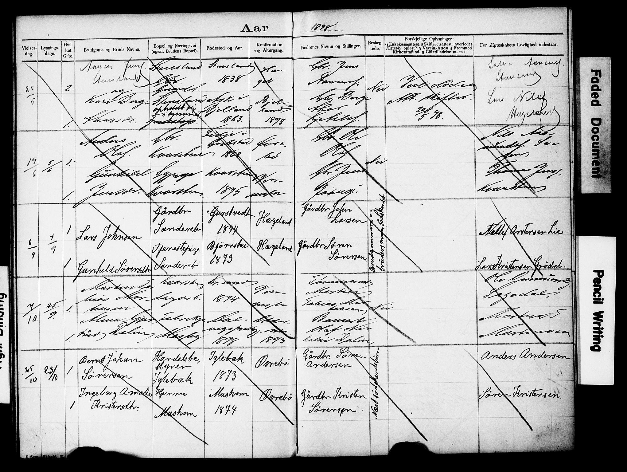 Vennesla sokneprestkontor, AV/SAK-1111-0045/J/L0032/0004: Lysningsprotokoll nr. II 5 2, 1892-1917, s. 25