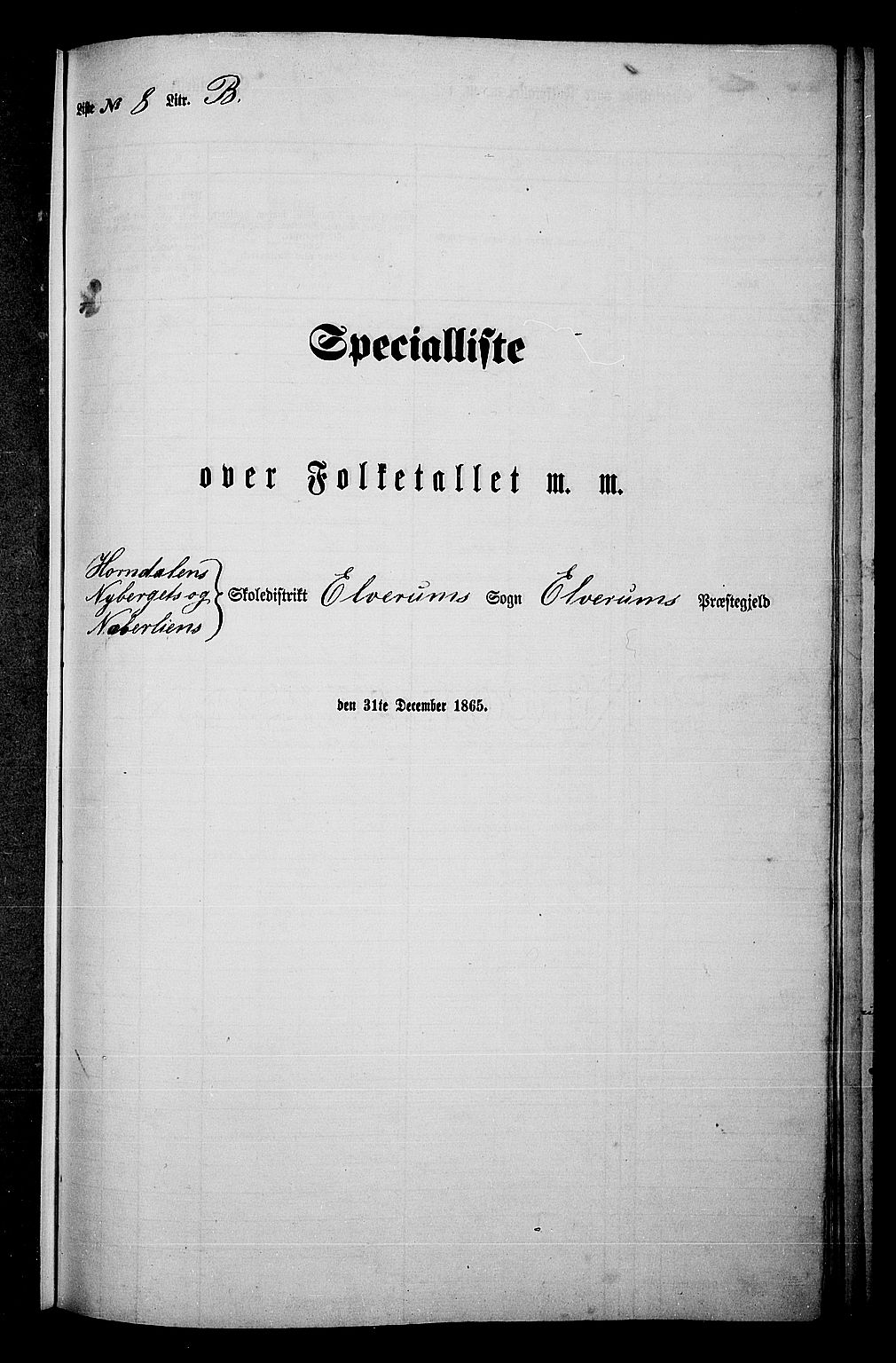 RA, Folketelling 1865 for 0427P Elverum prestegjeld, 1865, s. 197