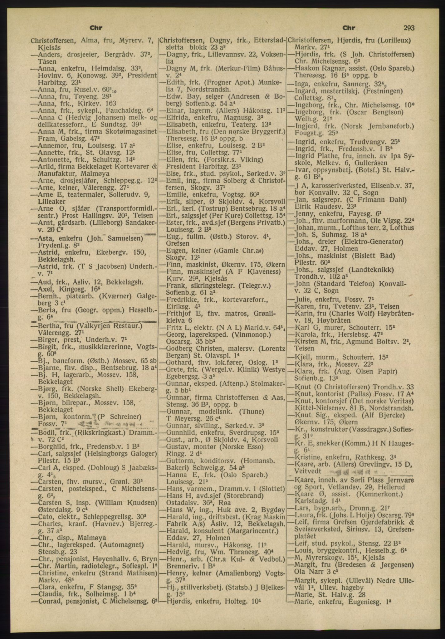 Kristiania/Oslo adressebok, PUBL/-, 1955, s. 293