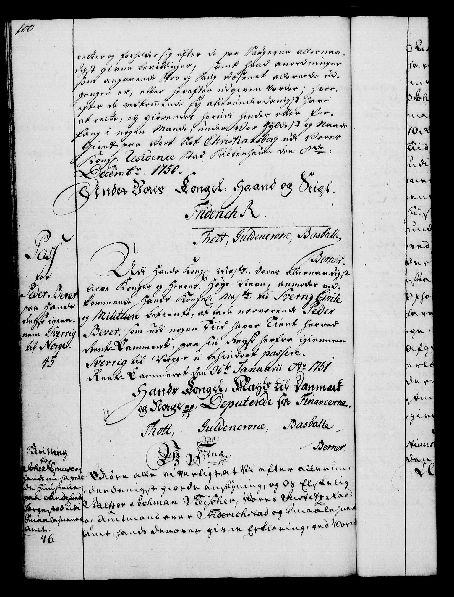 Rentekammeret, Kammerkanselliet, RA/EA-3111/G/Gg/Gga/L0006: Norsk ekspedisjonsprotokoll med register (merket RK 53.6), 1749-1759, s. 100