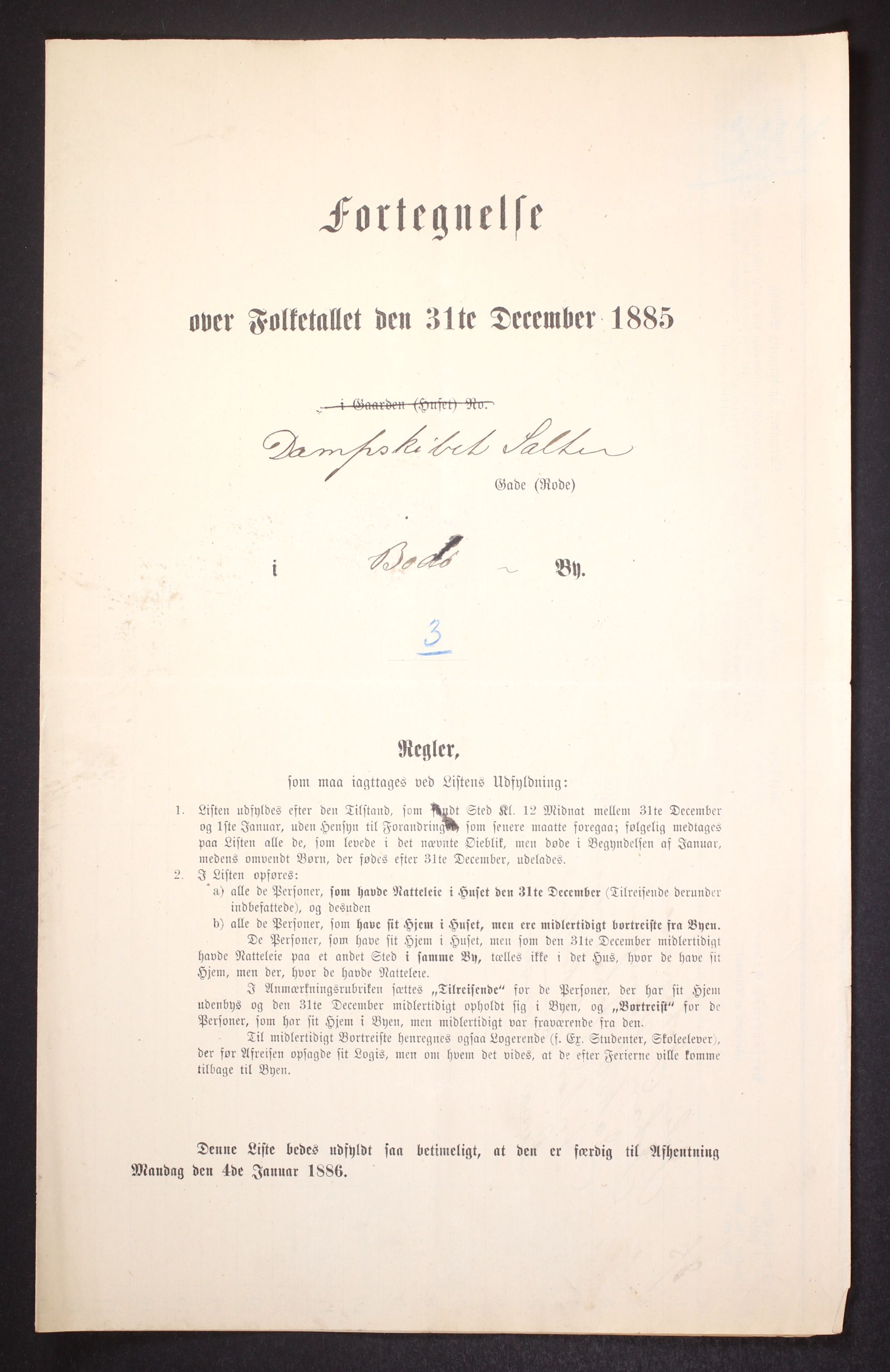 SAT, Folketelling 1885 for 1804 Bodø kjøpstad, 1885, s. 8