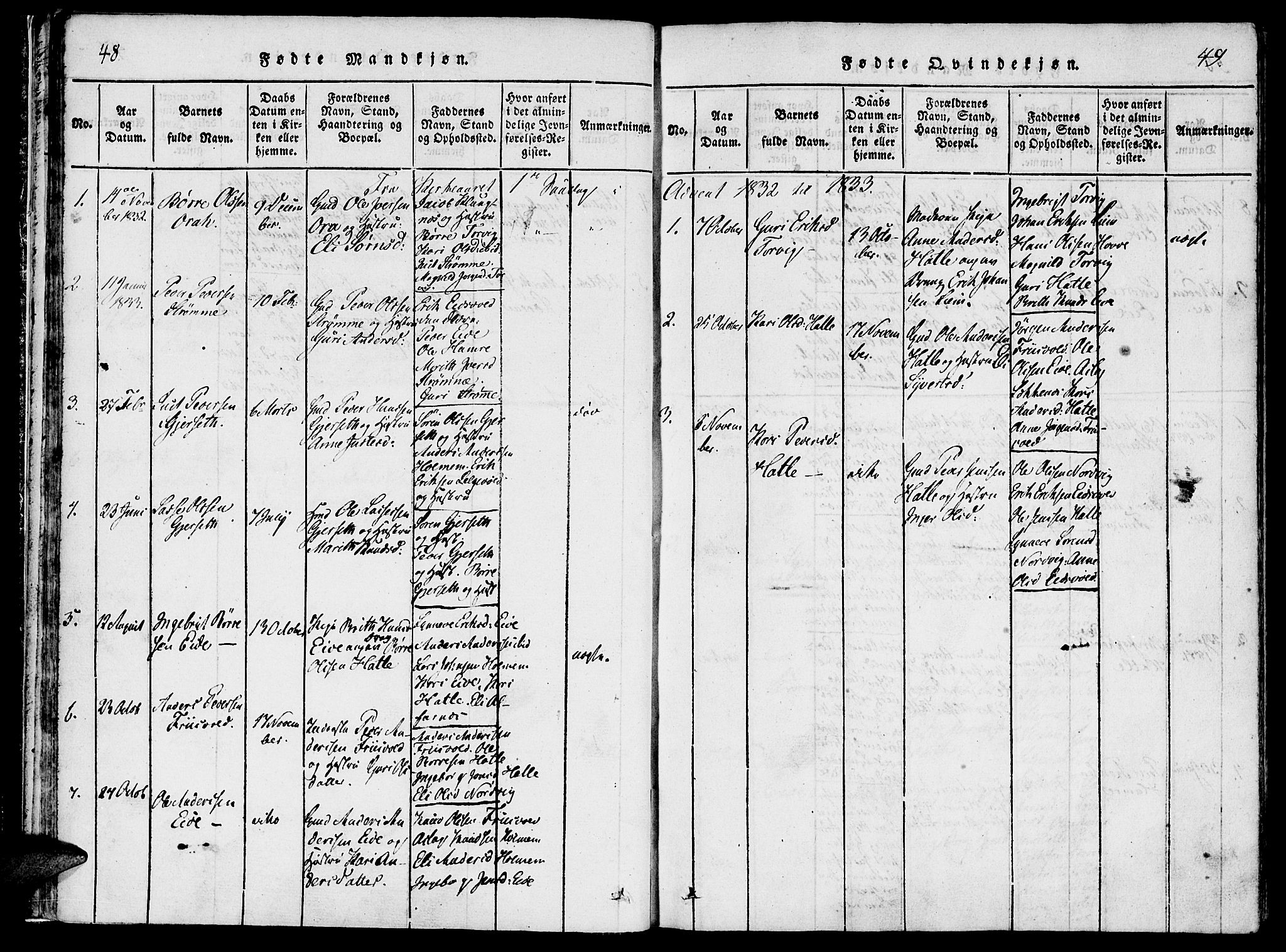 Ministerialprotokoller, klokkerbøker og fødselsregistre - Møre og Romsdal, AV/SAT-A-1454/542/L0551: Ministerialbok nr. 542A01, 1818-1853, s. 48-49