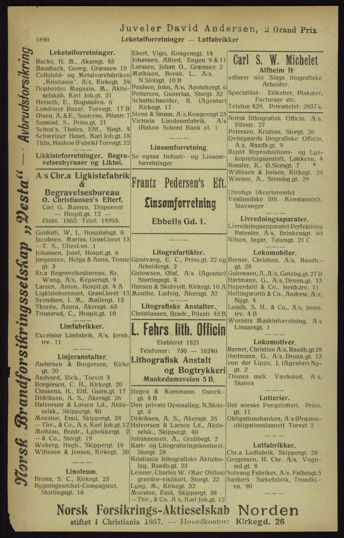 Kristiania/Oslo adressebok, PUBL/-, 1916, s. 1890