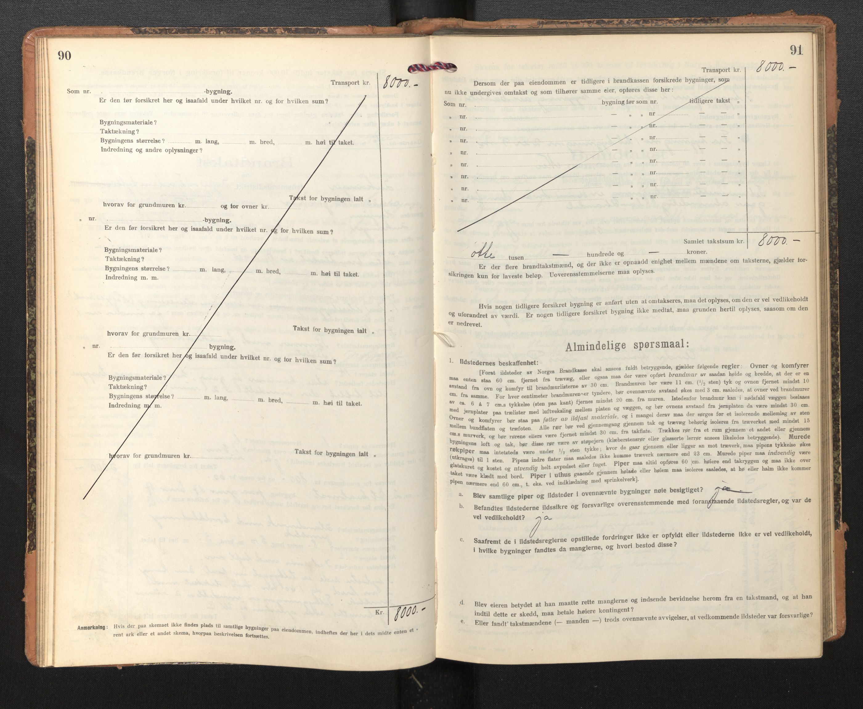 Lensmannen i Leikanger, SAB/A-29201/0012/L0006: Branntakstprotokoll, skjematakst, 1920-1926, s. 90-91