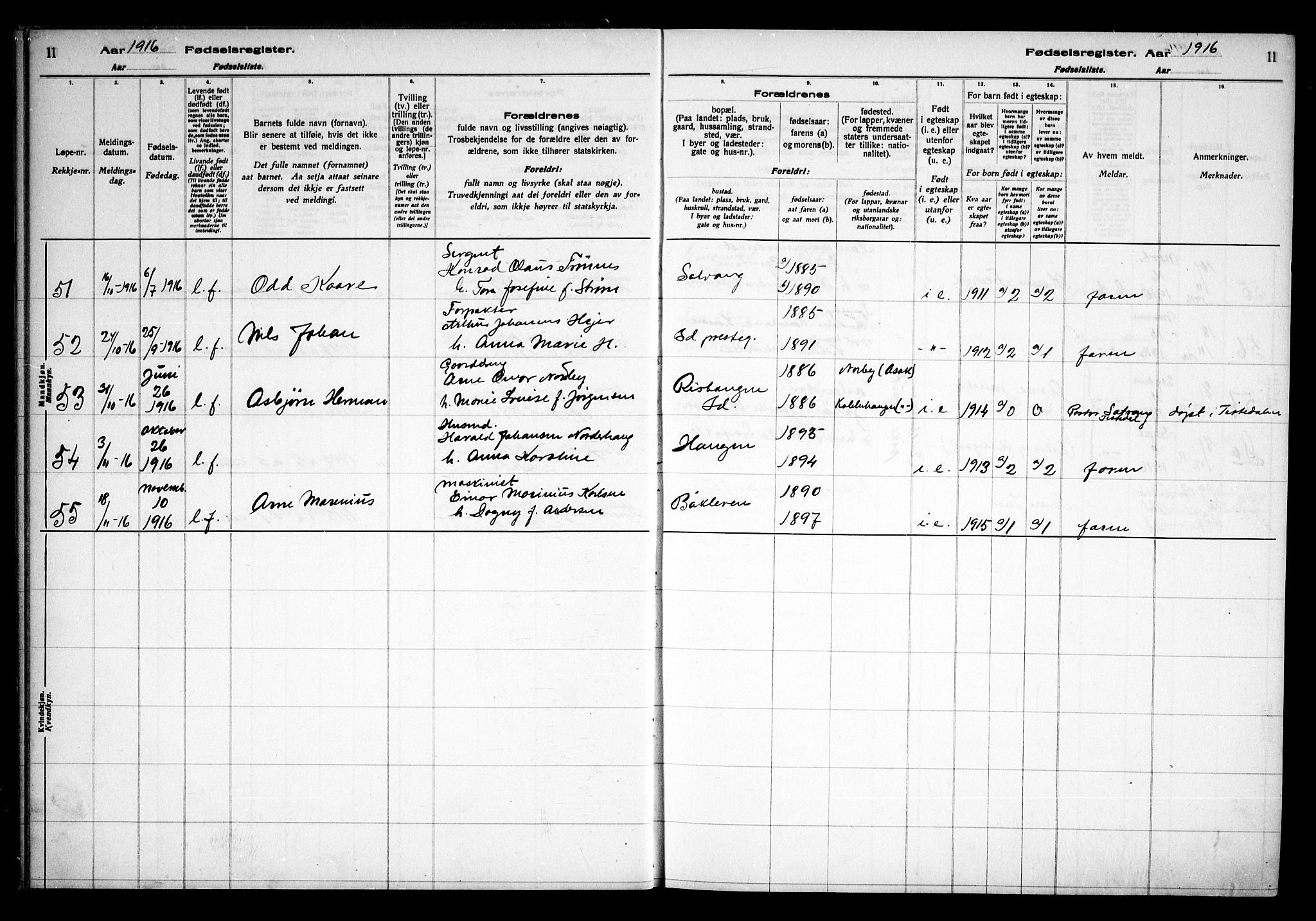 Idd prestekontor Kirkebøker, AV/SAO-A-10911/J/Ja/L0001: Fødselsregister nr. I 1, 1916-1937, s. 11