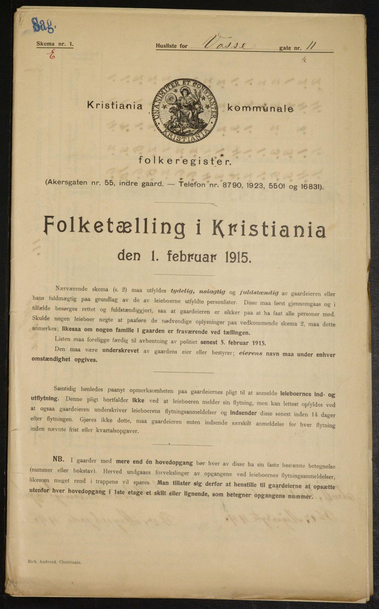 OBA, Kommunal folketelling 1.2.1915 for Kristiania, 1915, s. 125987