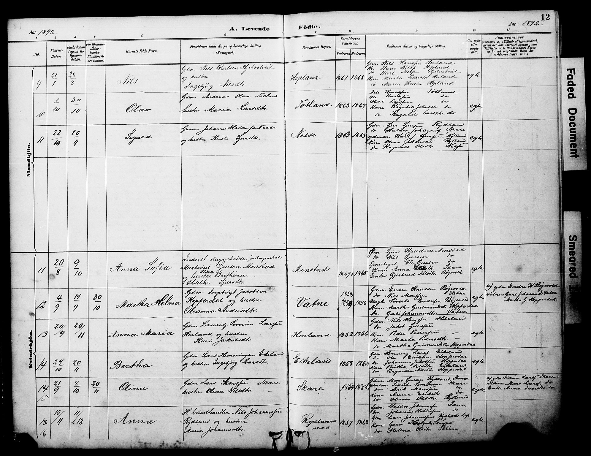 Alversund Sokneprestembete, AV/SAB-A-73901/H/Ha/Hab: Klokkerbok nr. D 3, 1890-1908, s. 12