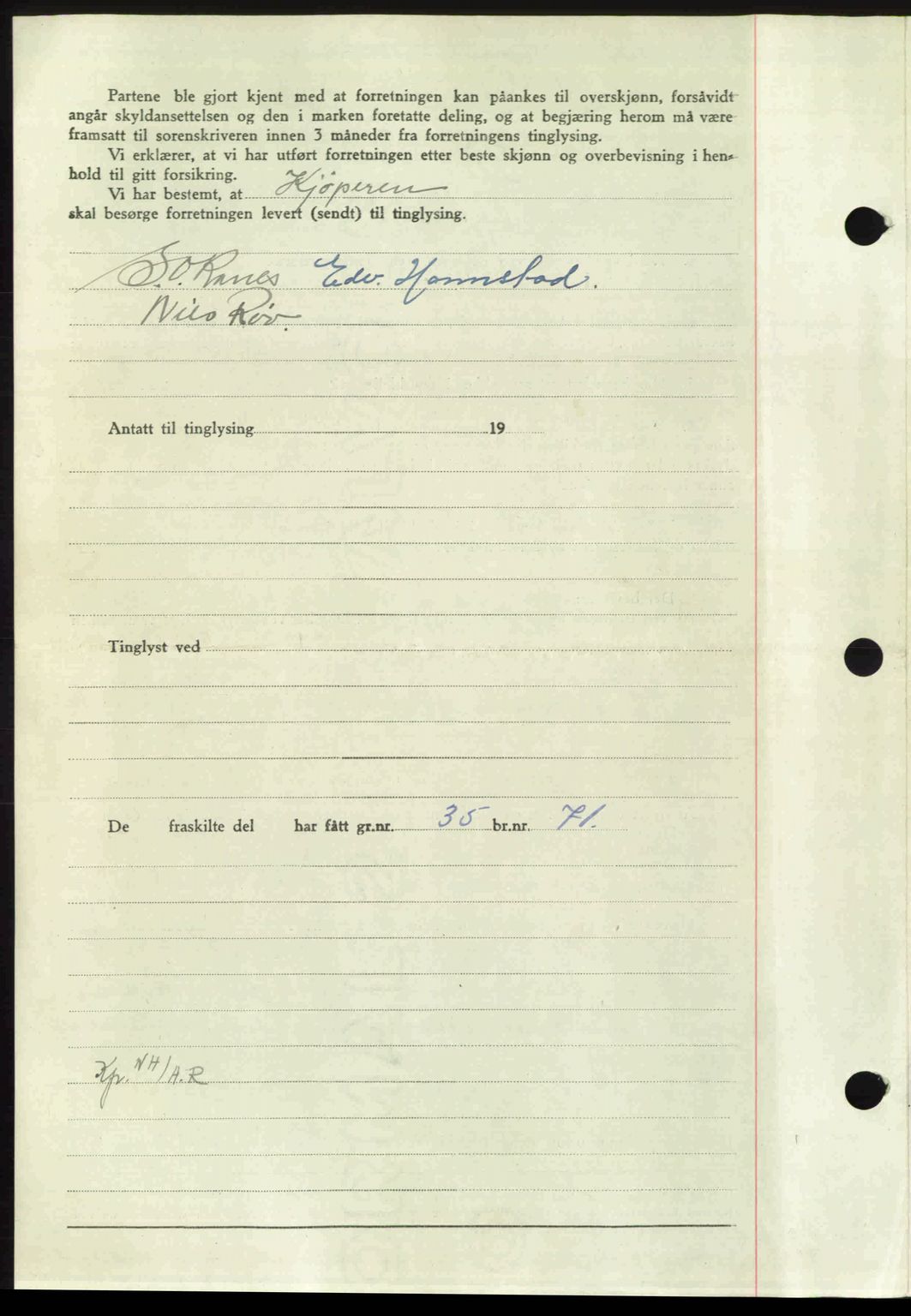 Nordmøre sorenskriveri, AV/SAT-A-4132/1/2/2Ca: Pantebok nr. A105, 1947-1947, Dagboknr: 1200/1947