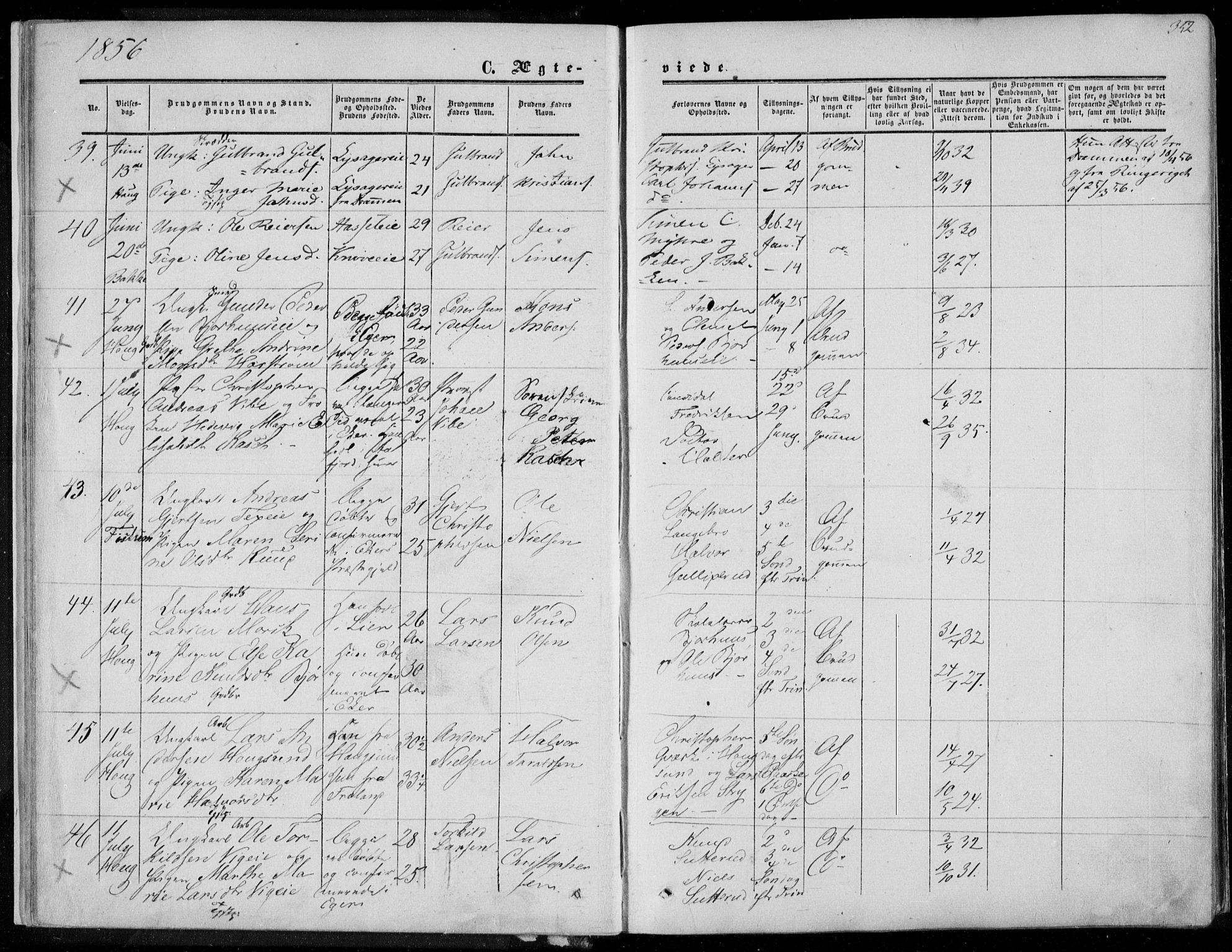 Eiker kirkebøker, AV/SAKO-A-4/F/Fa/L0015b: Ministerialbok nr. I 15B, 1854-1860, s. 352