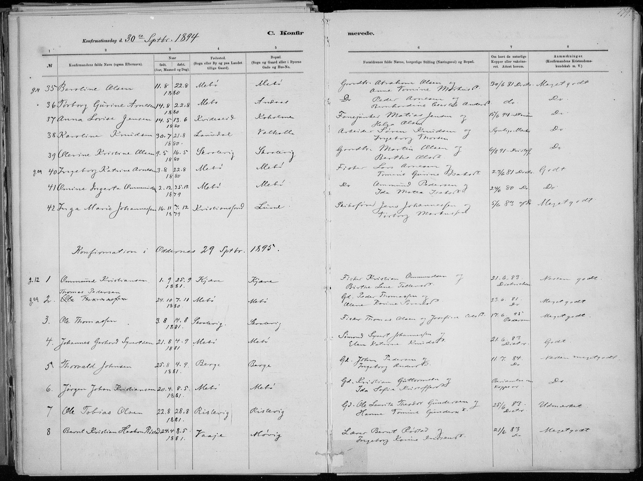 Oddernes sokneprestkontor, SAK/1111-0033/F/Fa/Faa/L0009: Ministerialbok nr. A 9, 1884-1896, s. 179