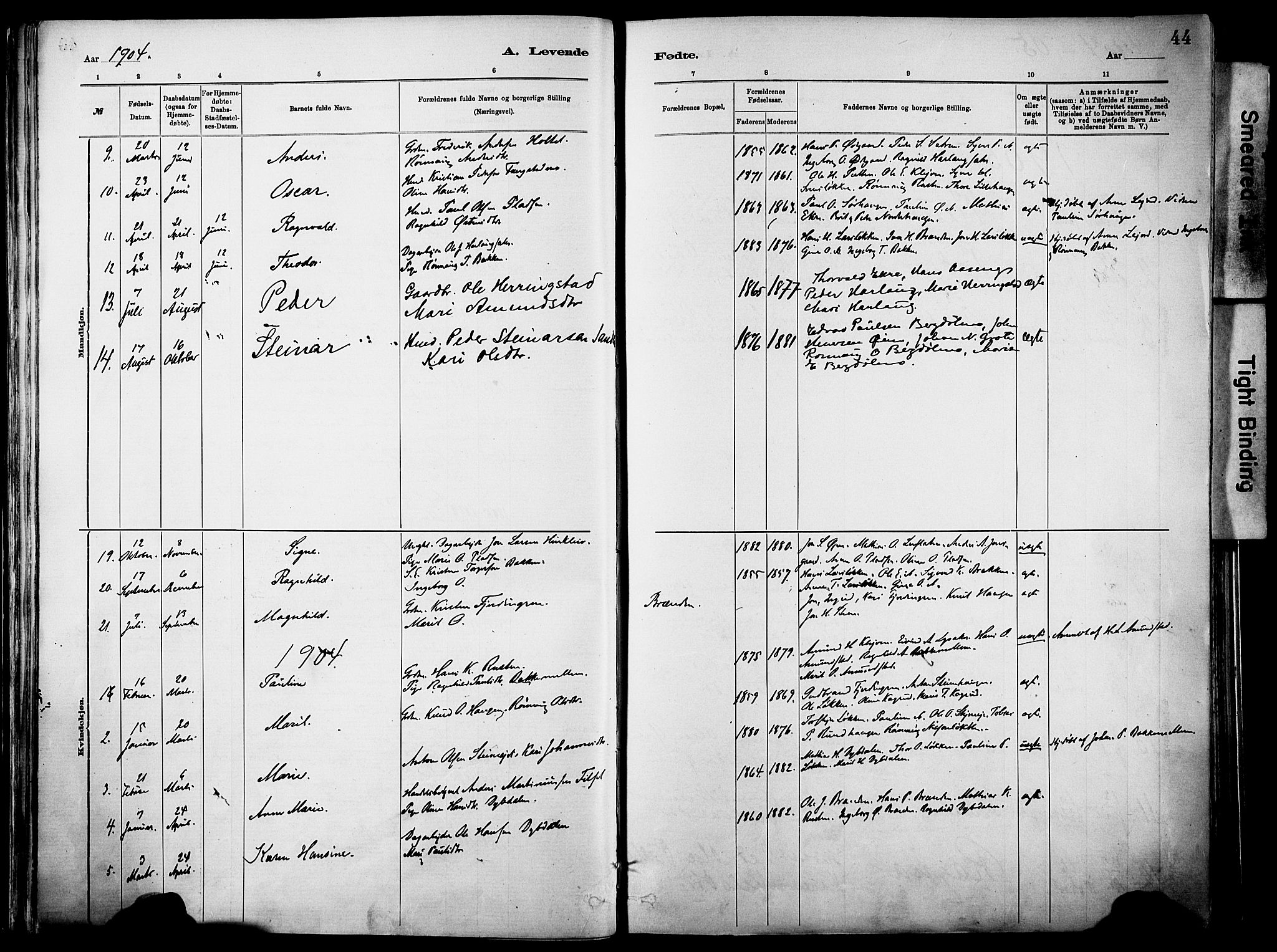 Vågå prestekontor, AV/SAH-PREST-076/H/Ha/Haa/L0010: Ministerialbok nr. 10, 1887-1904, s. 44
