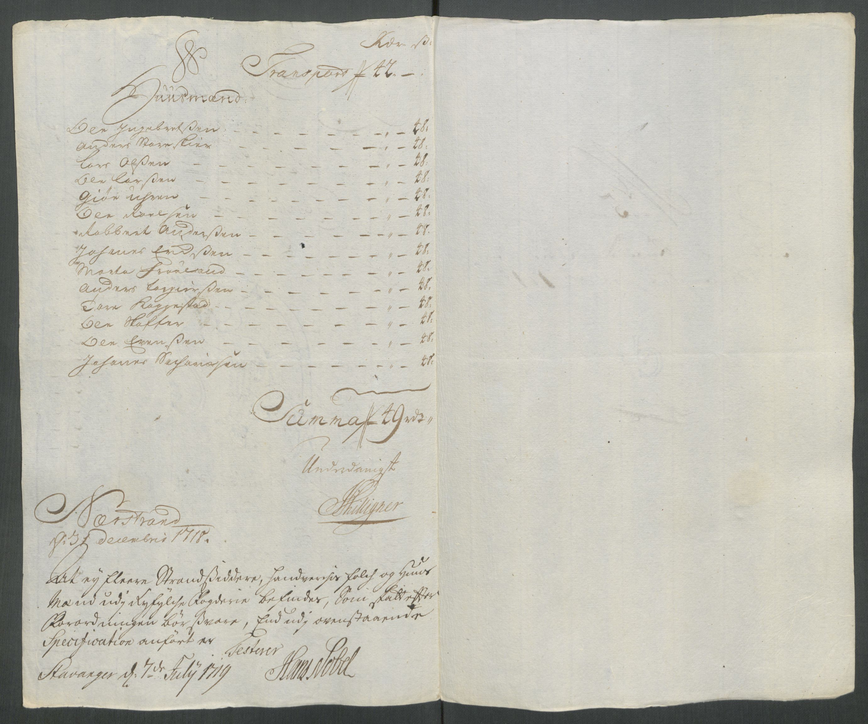 Rentekammeret inntil 1814, Reviderte regnskaper, Fogderegnskap, AV/RA-EA-4092/R47/L2871: Fogderegnskap Ryfylke, 1718, s. 85