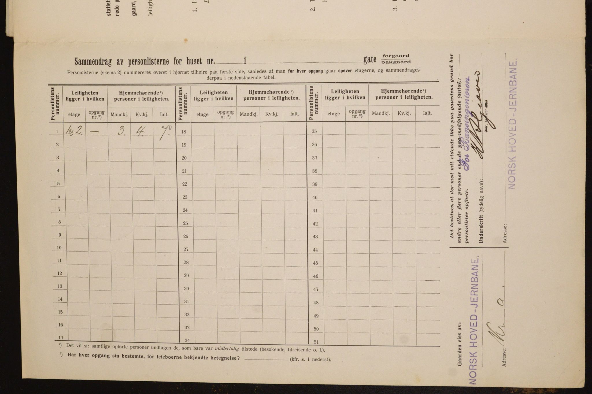 OBA, Kommunal folketelling 1.2.1912 for Kristiania, 1912, s. 113416