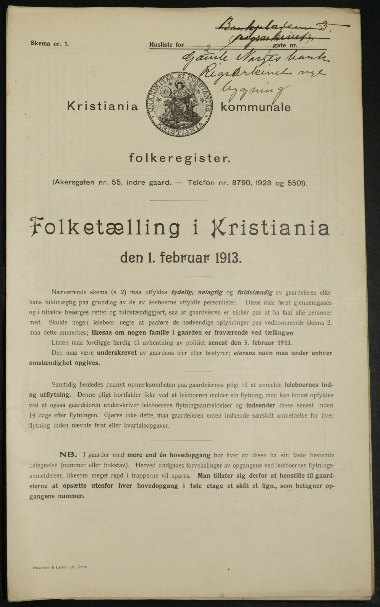 OBA, Kommunal folketelling 1.2.1913 for Kristiania, 1913, s. 68275