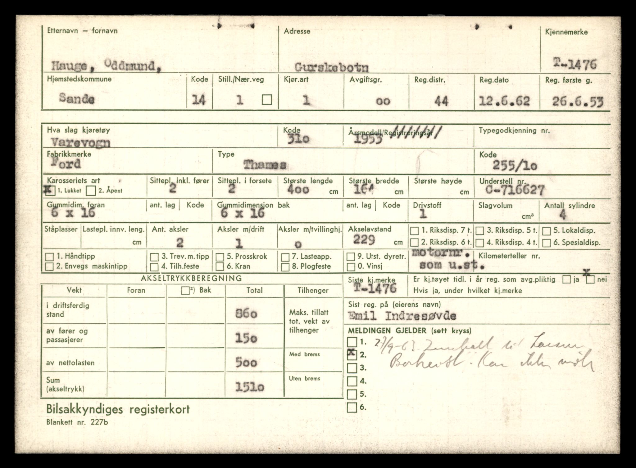 Møre og Romsdal vegkontor - Ålesund trafikkstasjon, AV/SAT-A-4099/F/Fe/L0013: Registreringskort for kjøretøy T 1451 - T 1564, 1927-1998, s. 457