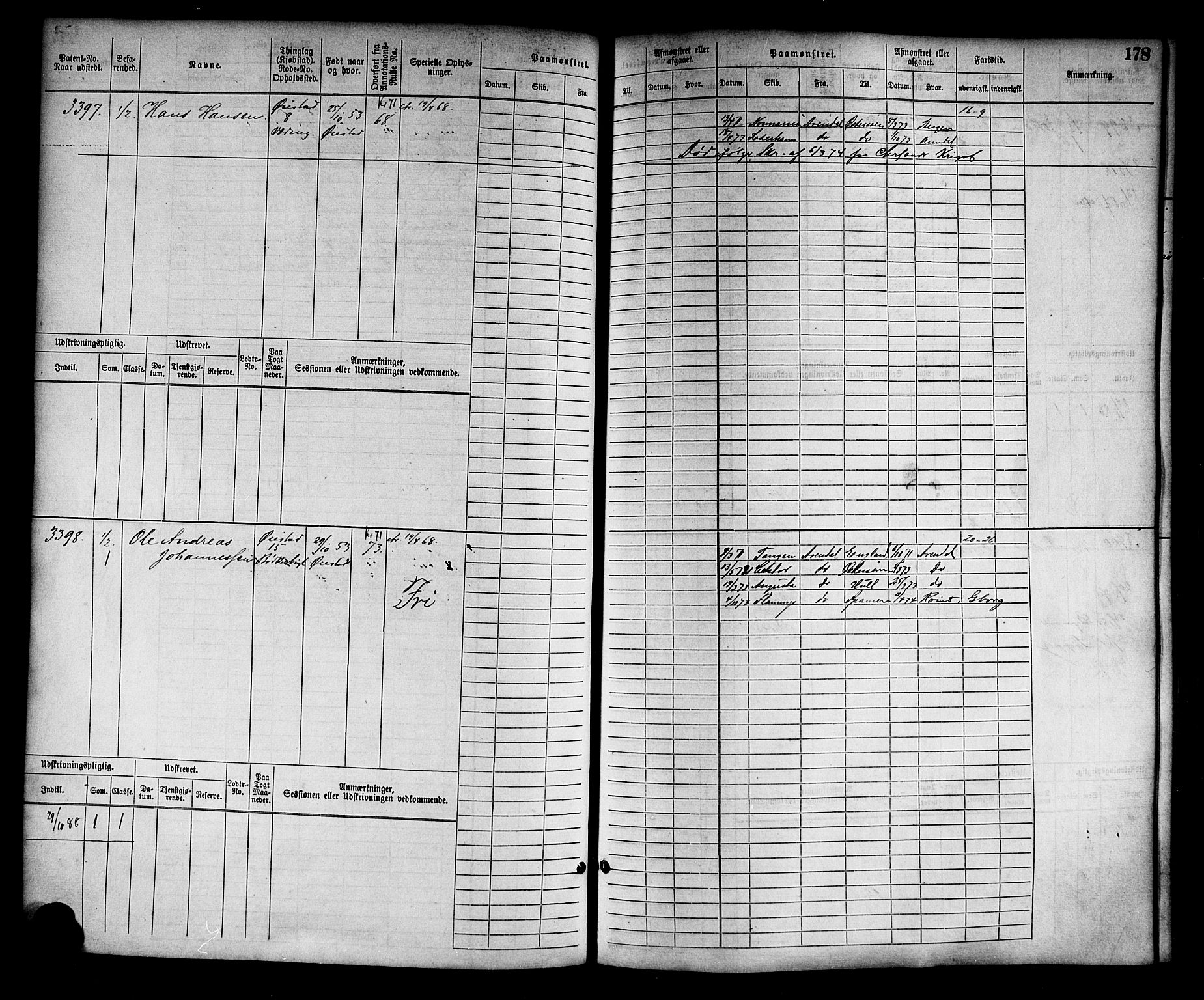 Arendal mønstringskrets, AV/SAK-2031-0012/F/Fb/L0014: Hovedrulle nr 3045-3806, S-12, 1868-1900, s. 183