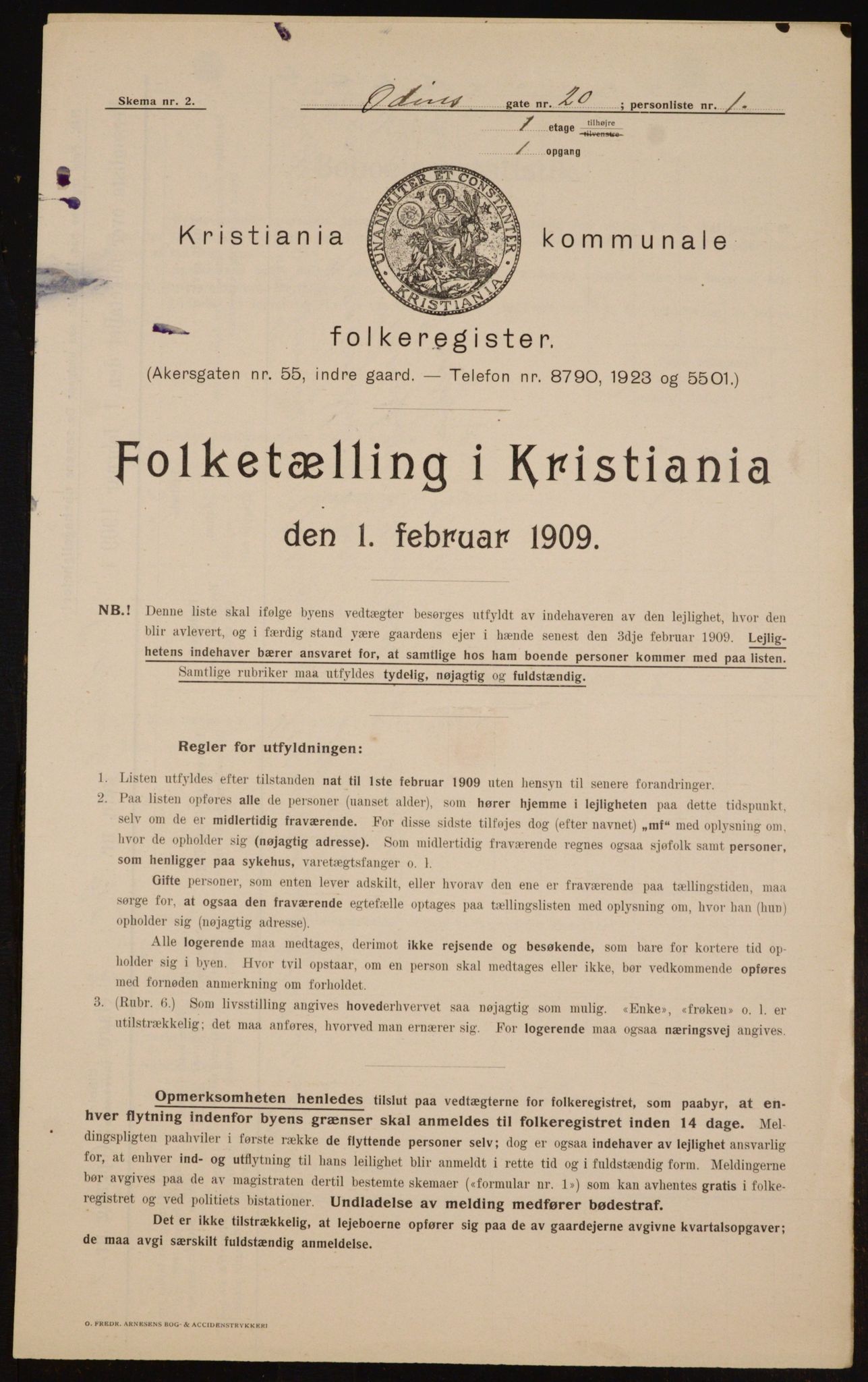 OBA, Kommunal folketelling 1.2.1909 for Kristiania kjøpstad, 1909, s. 67890