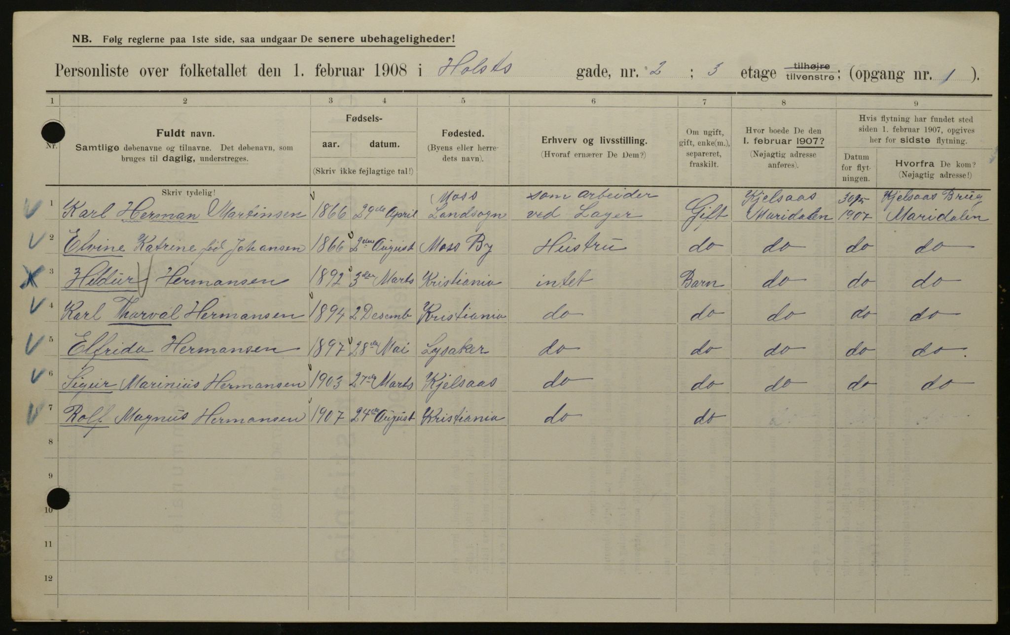 OBA, Kommunal folketelling 1.2.1908 for Kristiania kjøpstad, 1908, s. 36823