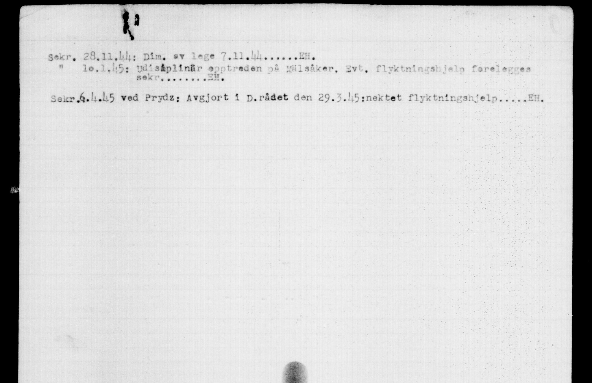 Utenriksstasjonene, Legasjonen i Stockholm, Flyktningkontoret, AV/RA-S-6753/V/Va/L0003: Kjesäterkartoteket, flyktninger med registreringsnr. 2001-3495, 1940-1945, s. 2