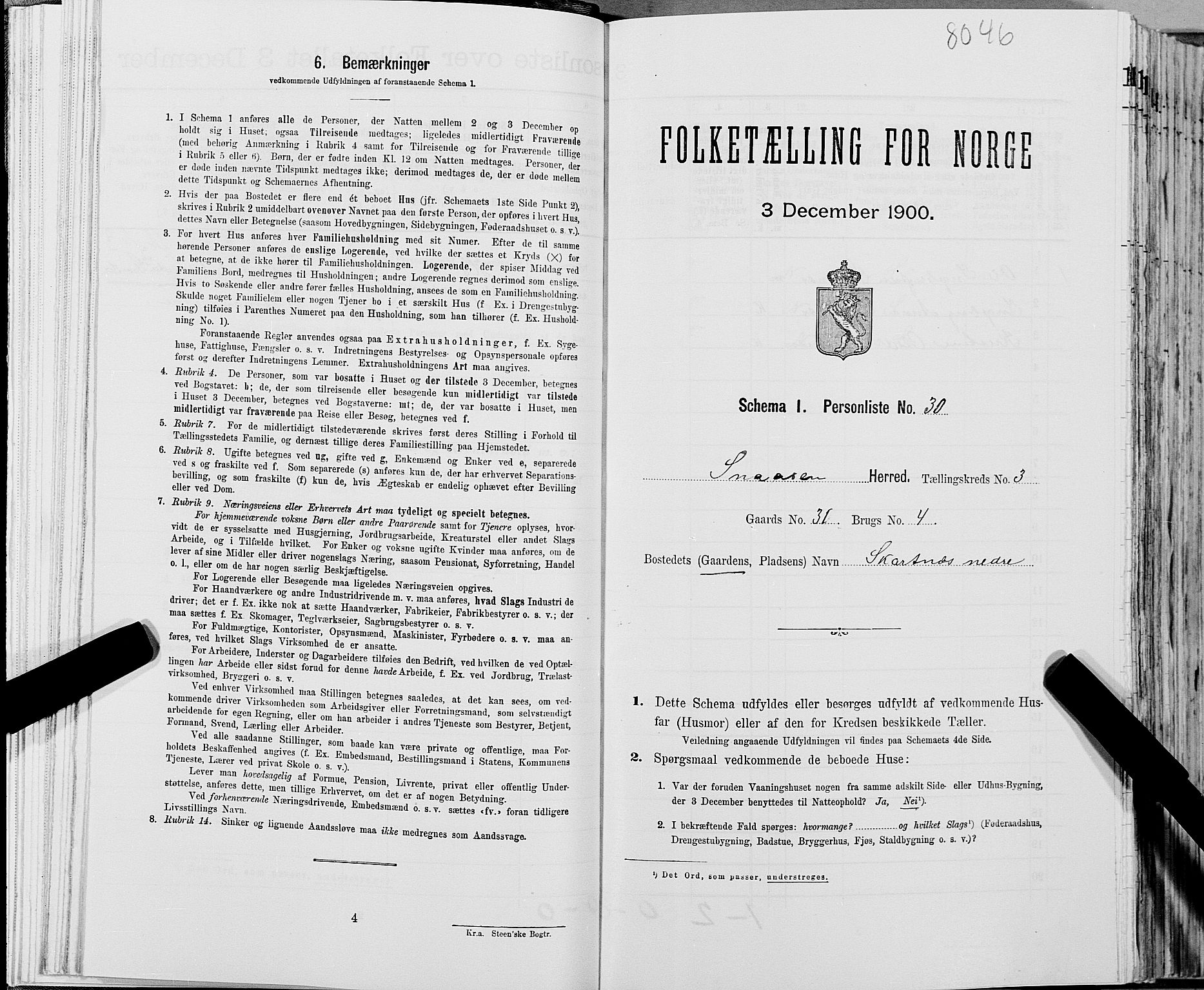 SAT, Folketelling 1900 for 1736 Snåsa herred, 1900, s. 654