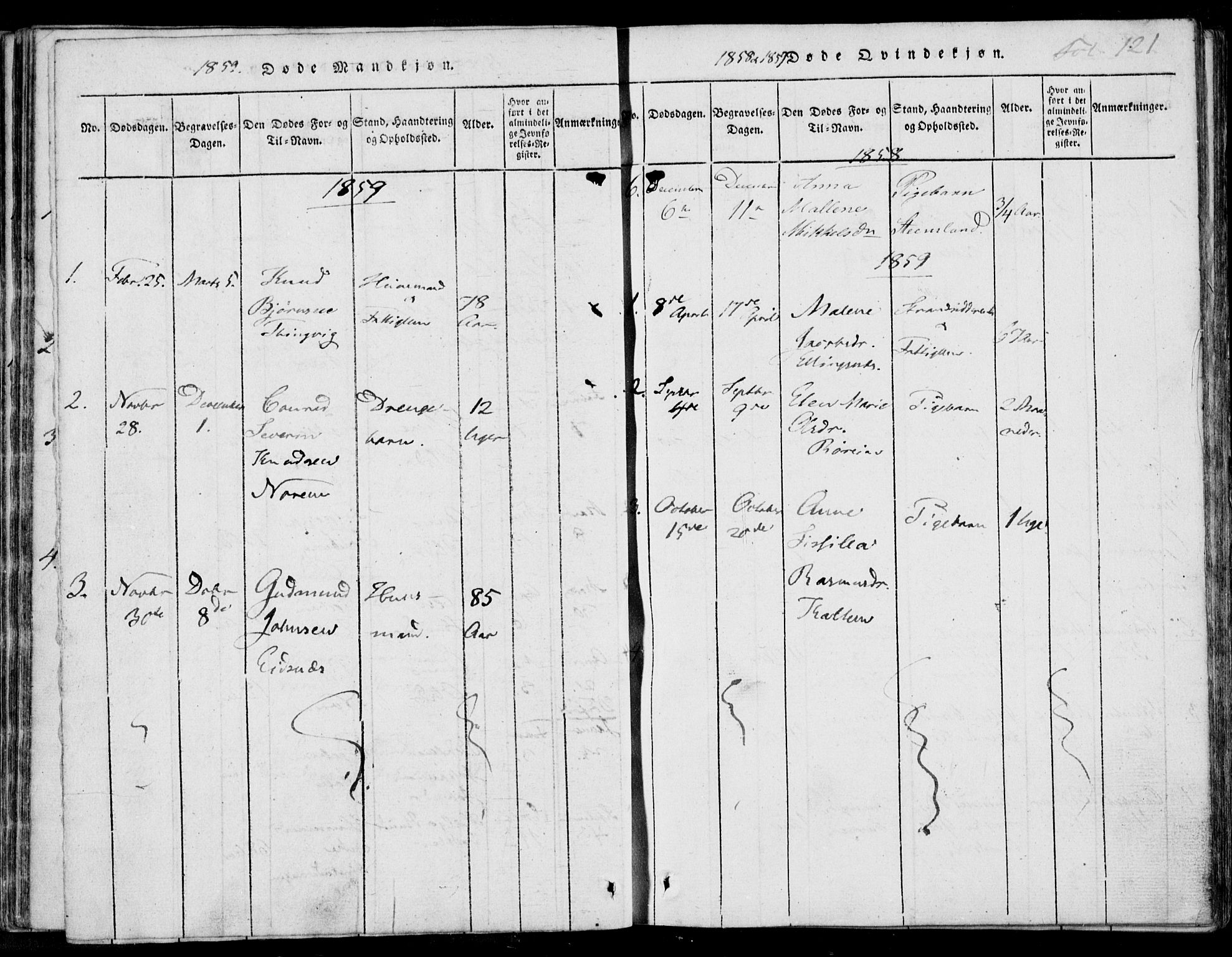 Nedstrand sokneprestkontor, SAST/A-101841/01/IV: Ministerialbok nr. A 7, 1816-1870, s. 121