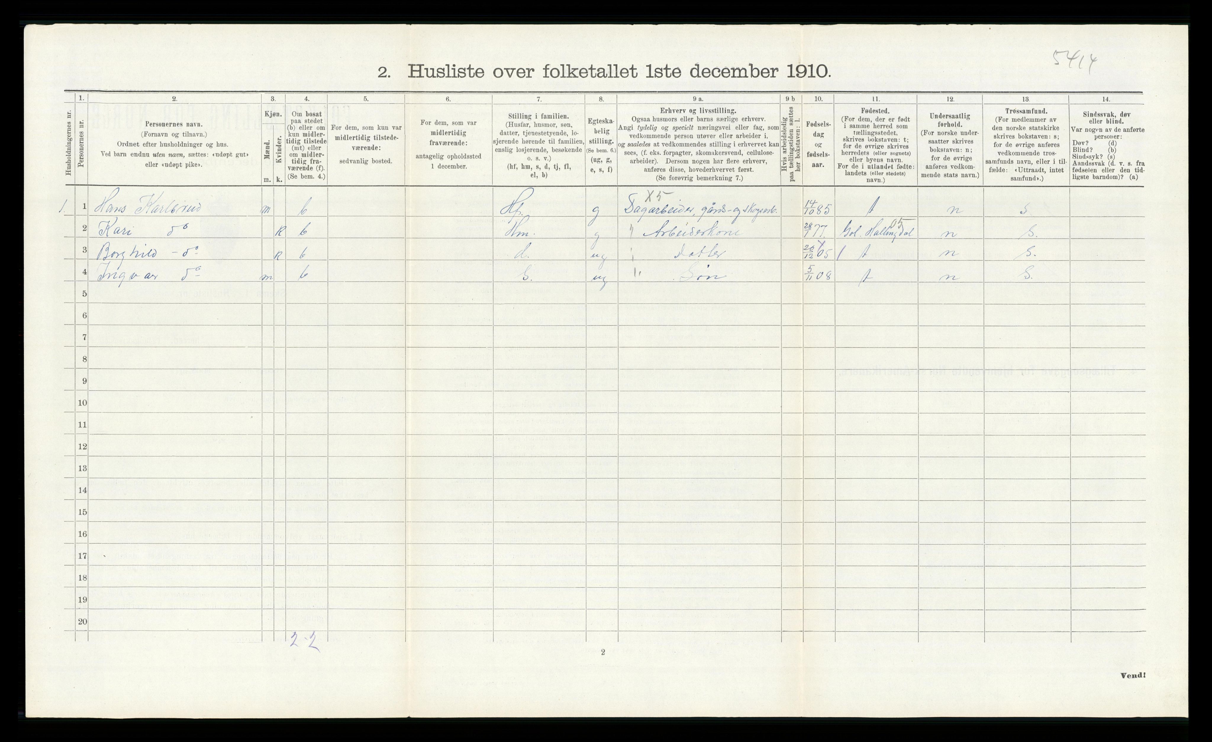 RA, Folketelling 1910 for 0614 Ådal herred, 1910, s. 524