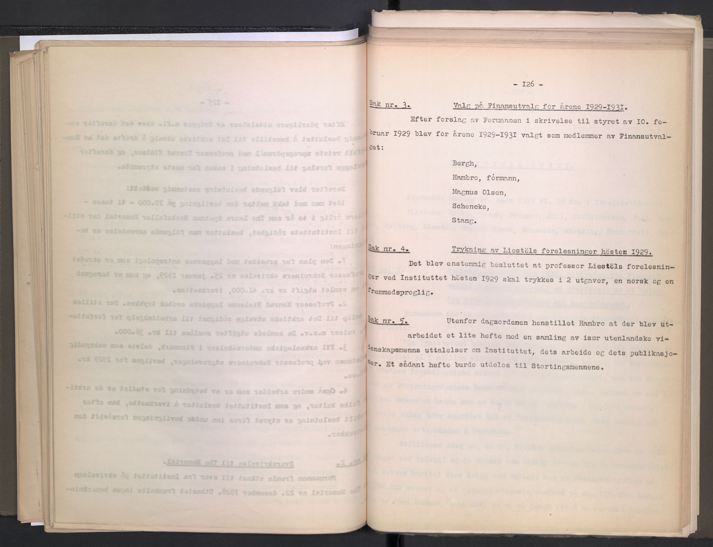 Instituttet for sammenlignende kulturforskning, AV/RA-PA-0424/A/L0005: Styreprotokoll, 1923-1930, s. 126