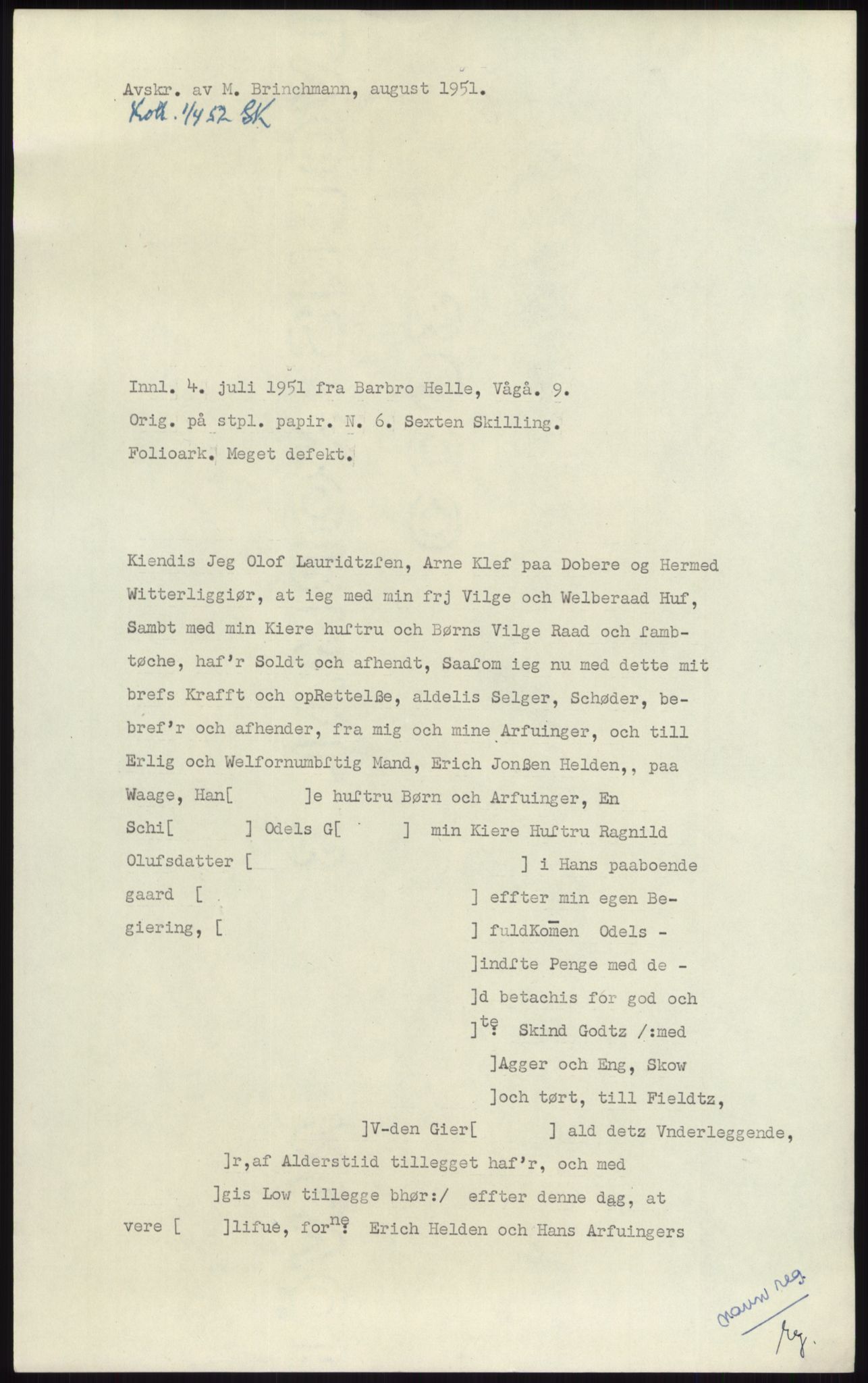 Samlinger til kildeutgivelse, Diplomavskriftsamlingen, AV/RA-EA-4053/H/Ha, s. 2915
