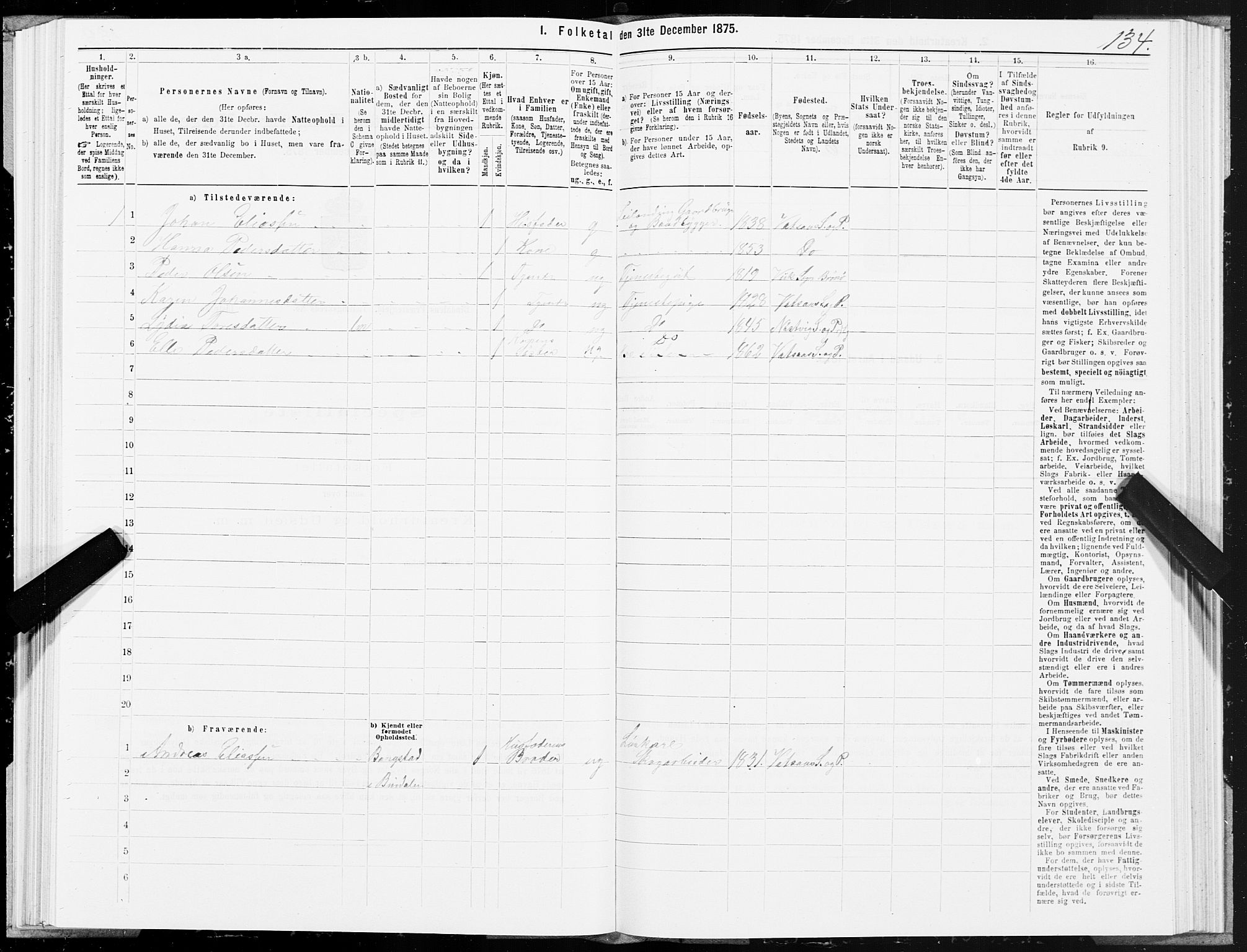 SAT, Folketelling 1875 for 1811P Bindal prestegjeld, 1875, s. 2134