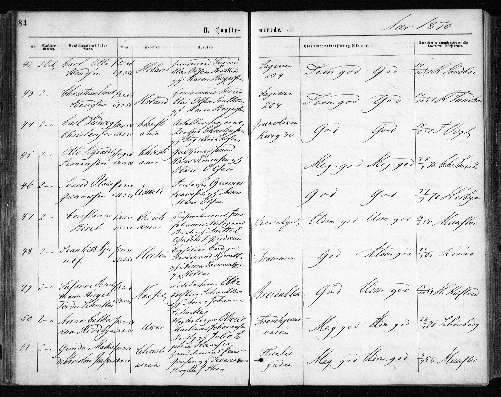 Gamle Aker prestekontor Kirkebøker, AV/SAO-A-10617a/F/L0003: Ministerialbok nr. 3, 1865-1873, s. 84