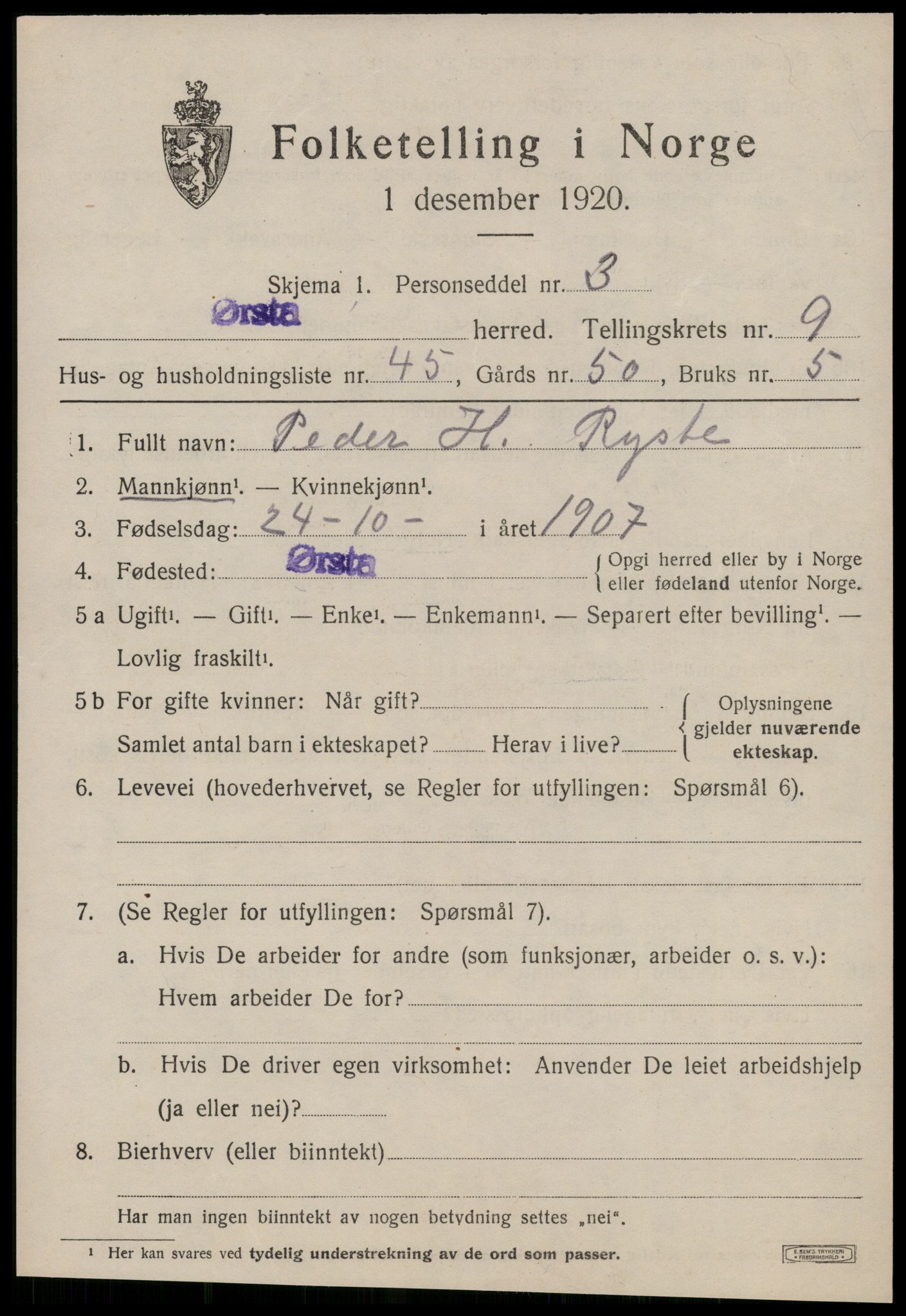 SAT, Folketelling 1920 for 1520 Ørsta herred, 1920, s. 6850