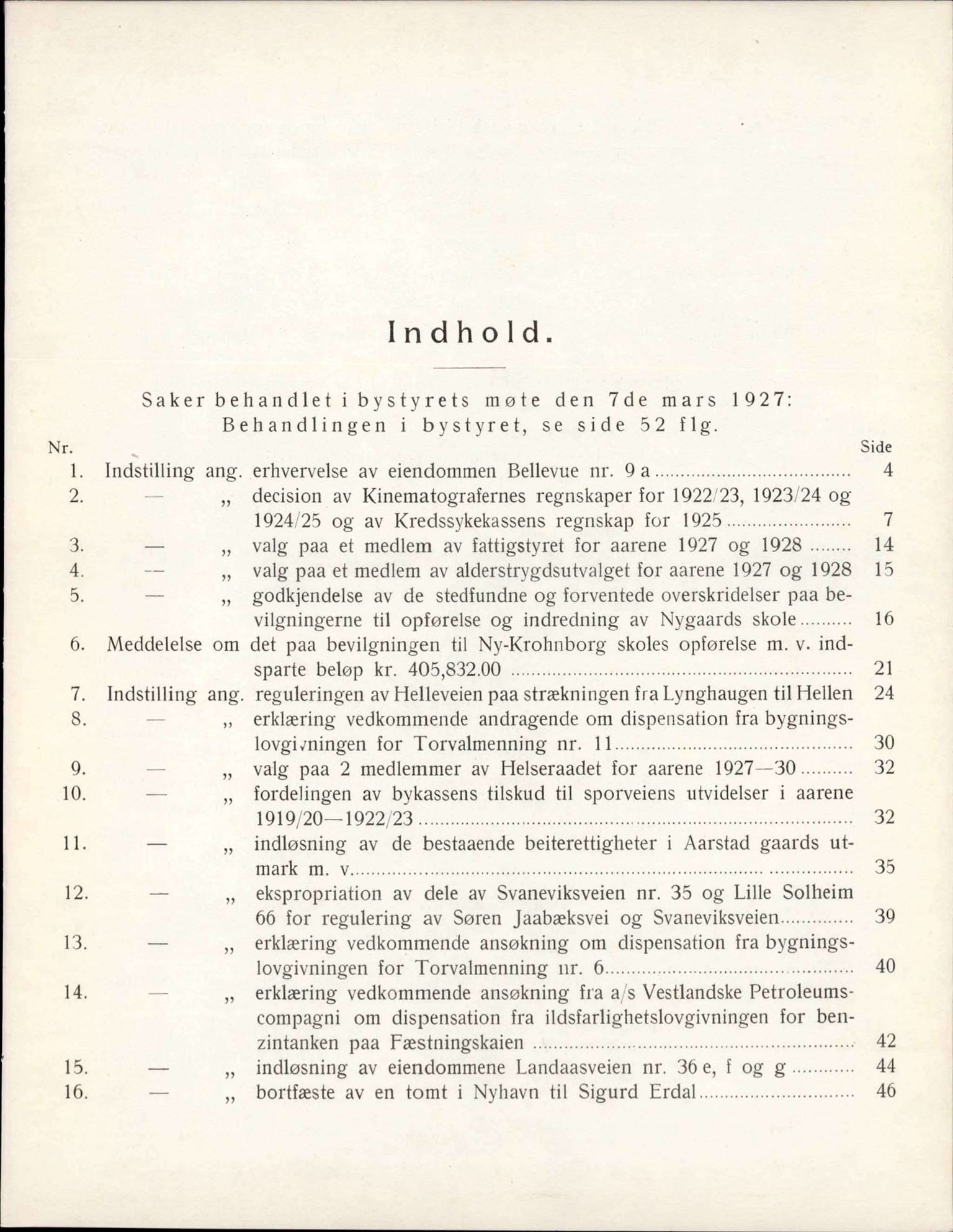 Bergen kommune. Formannskapet, BBA/A-0003/Ad/L0114: Bergens Kommuneforhandlinger, bind I, 1927