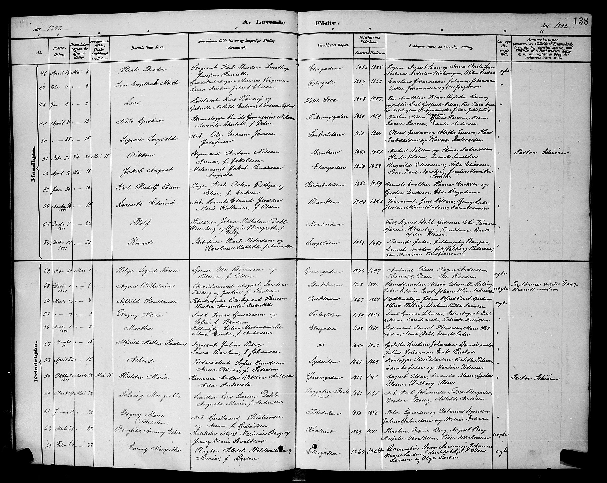Halden prestekontor Kirkebøker, AV/SAO-A-10909/G/Ga/L0008: Klokkerbok nr. 8, 1885-1899, s. 138