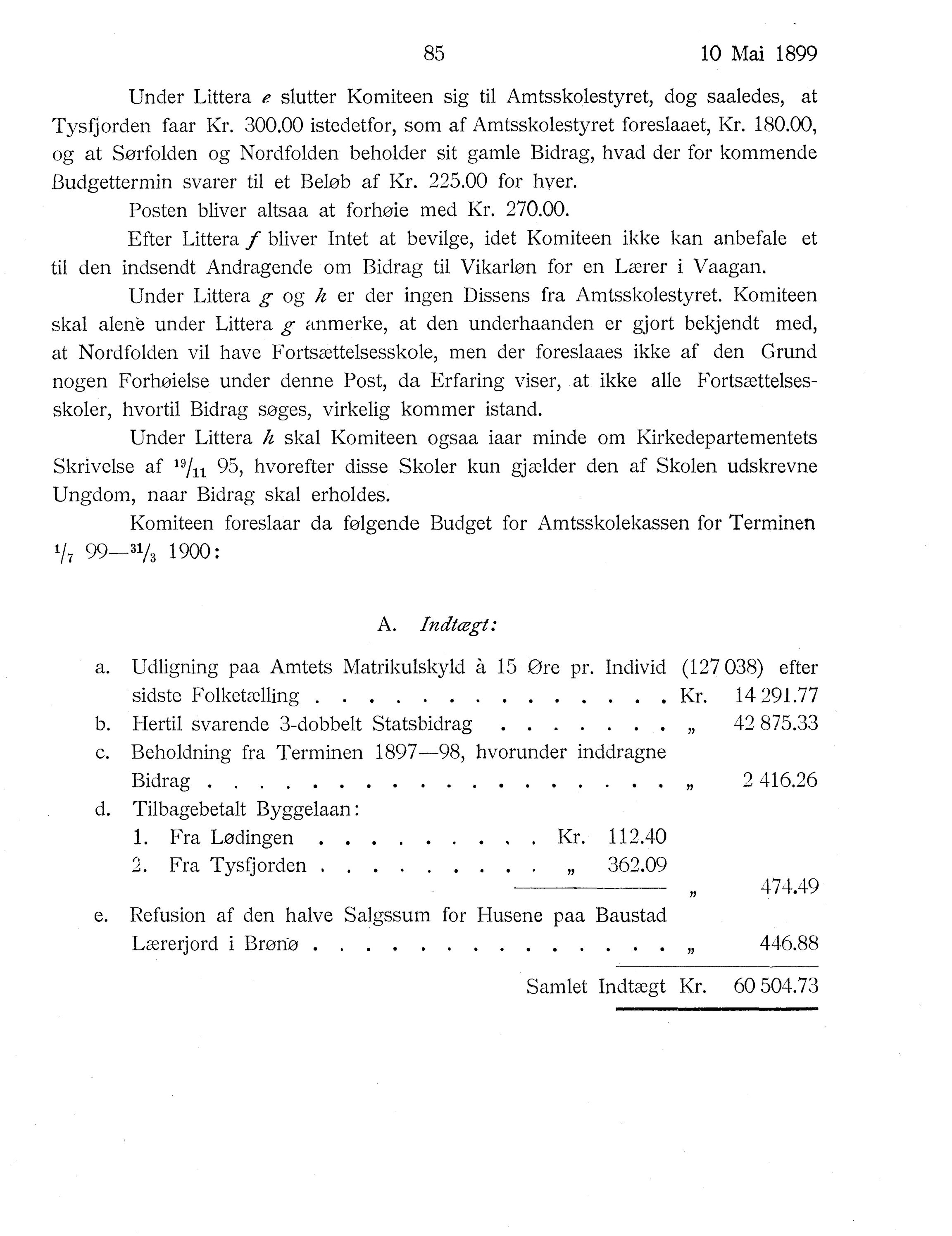 Nordland Fylkeskommune. Fylkestinget, AIN/NFK-17/176/A/Ac/L0022: Fylkestingsforhandlinger 1899, 1899