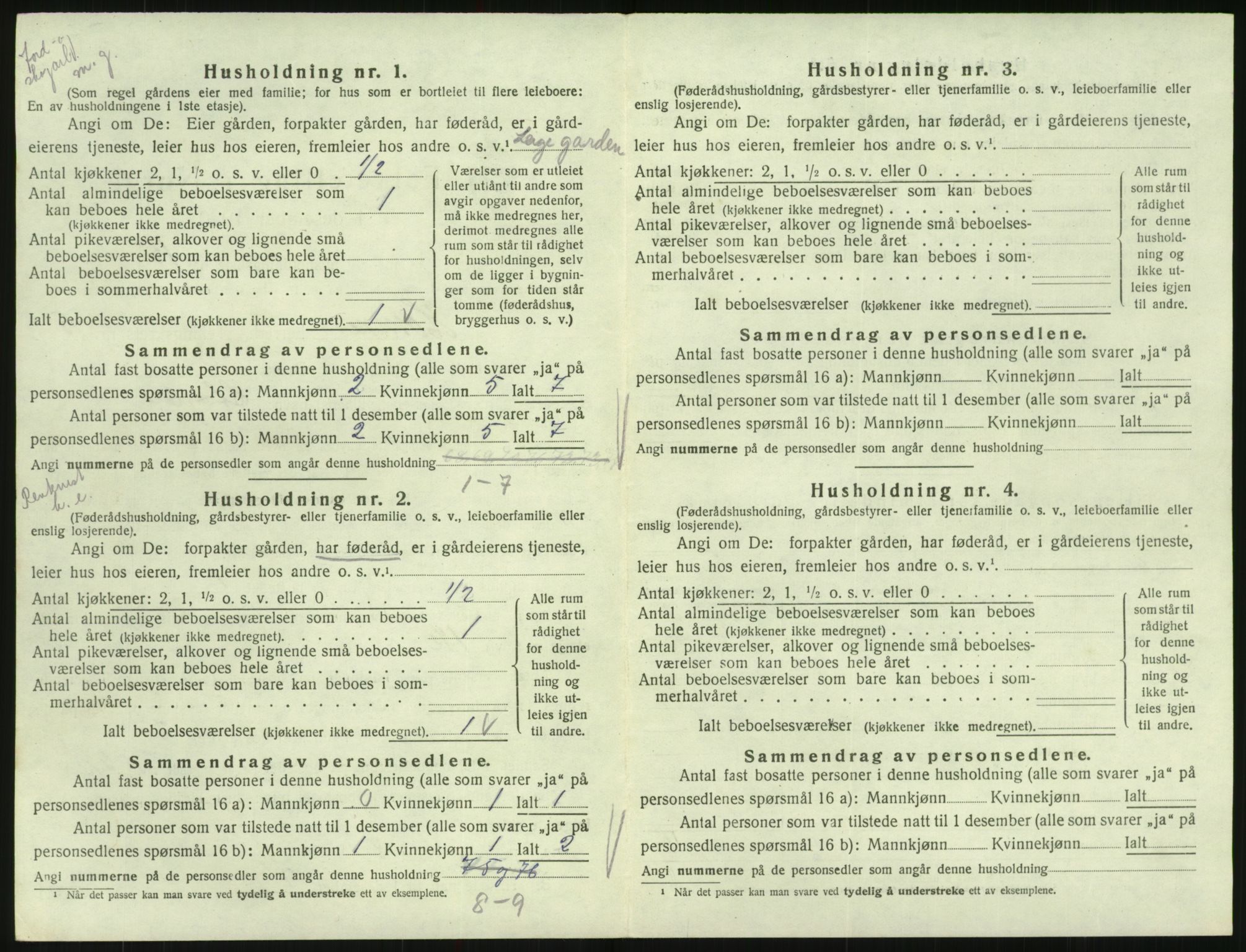 SAK, Folketelling 1920 for 0936 Hornnes herred, 1920, s. 232