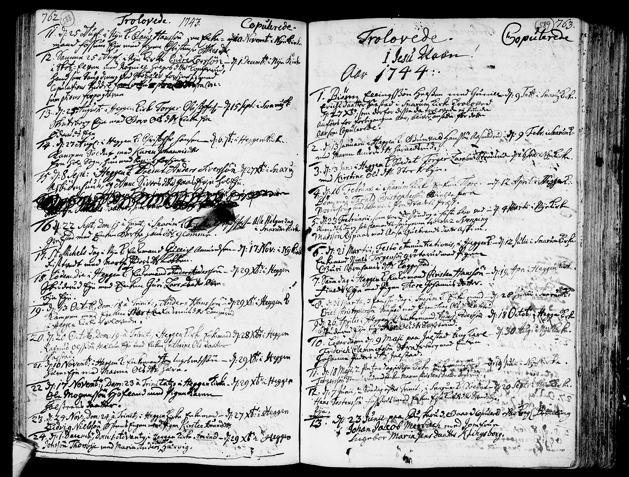 Modum kirkebøker, AV/SAKO-A-234/F/Fa/L0002: Ministerialbok nr. 2, 1741-1782, s. 588-589