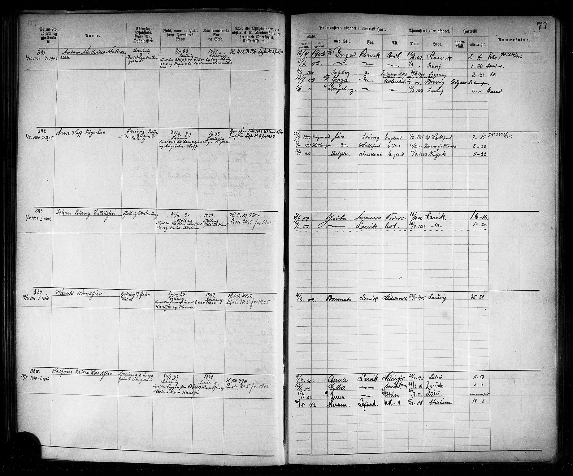 Larvik innrulleringskontor, AV/SAKO-A-787/F/Fb/L0003: Annotasjonsrulle, 1897-1917, s. 79