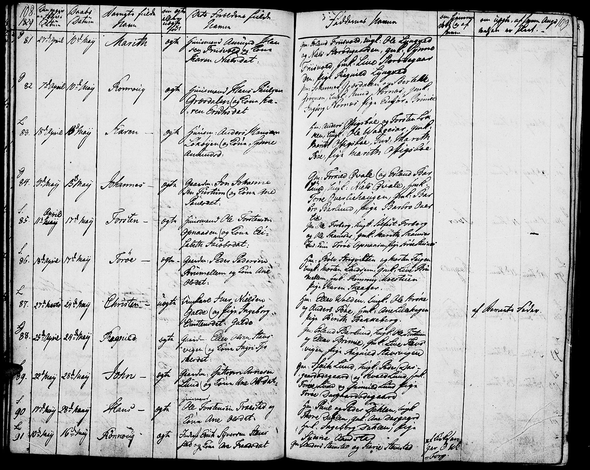 Lom prestekontor, AV/SAH-PREST-070/K/L0005: Ministerialbok nr. 5, 1825-1837, s. 108-109